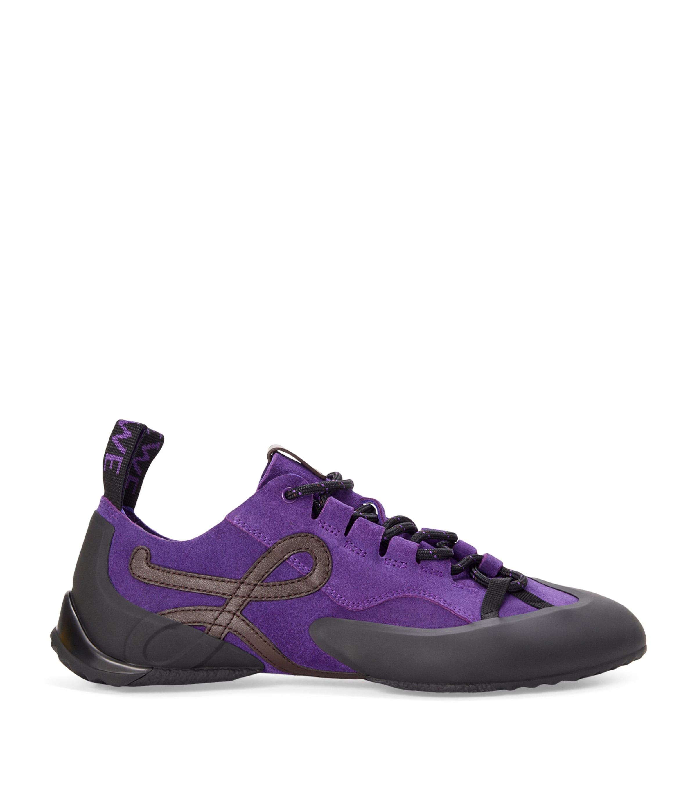 Split Leather Grip Sneakers PURPLE/BROWN Image 1