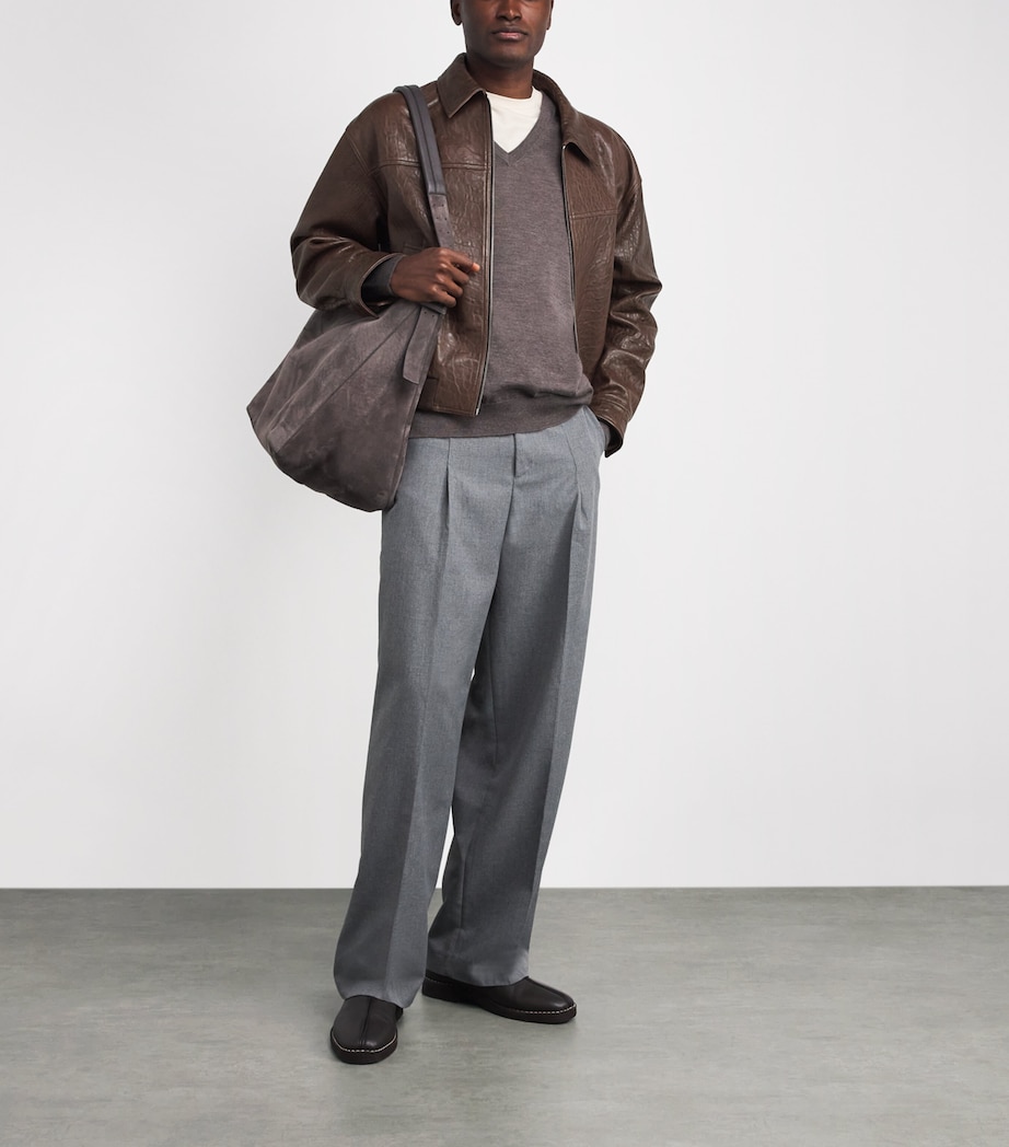 Leather Bomber Jacket CAFE Image 2