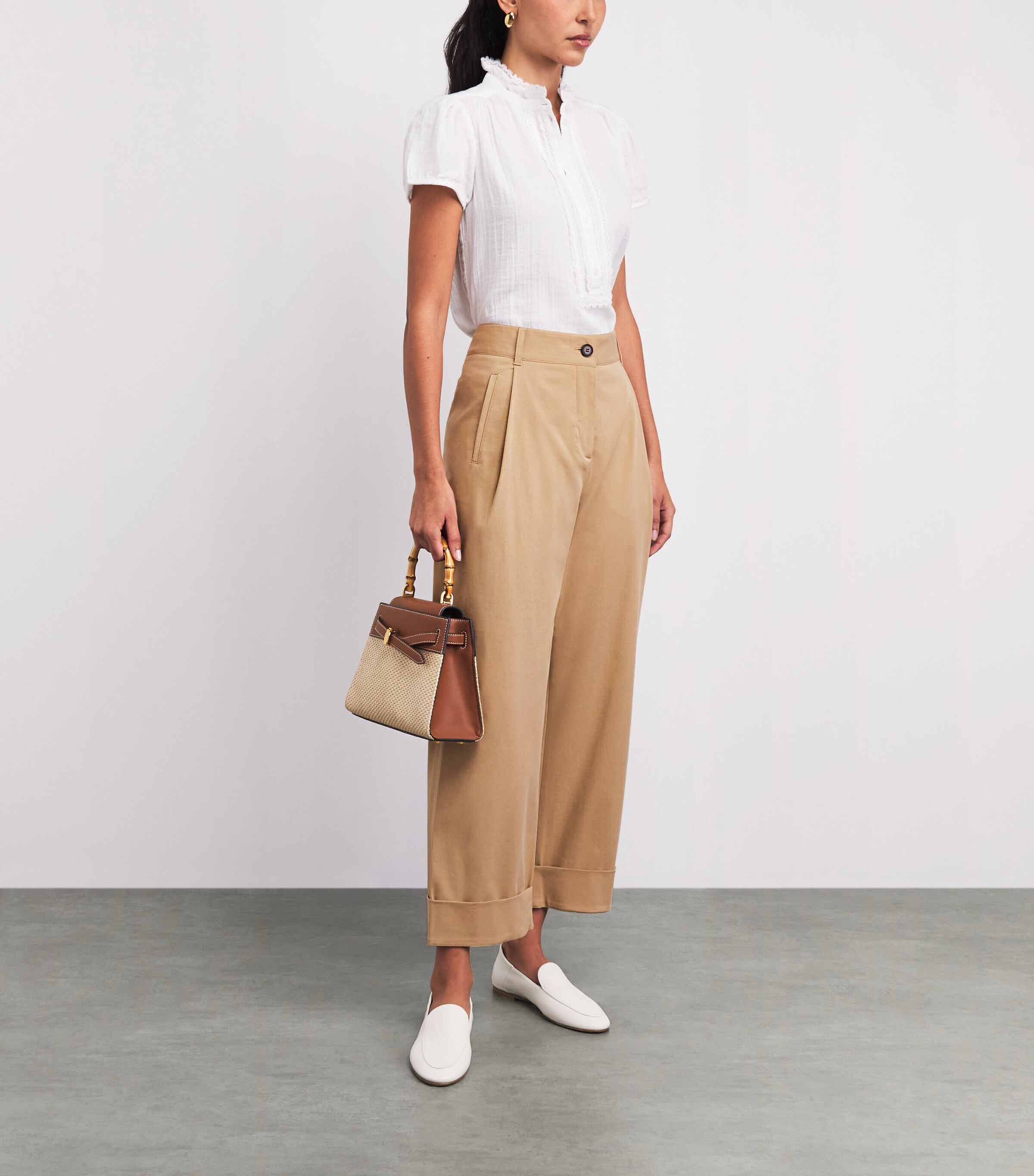 ME+EM Womens Cotton-Blend Clever Tapered Chinos Spring Tan Image 2