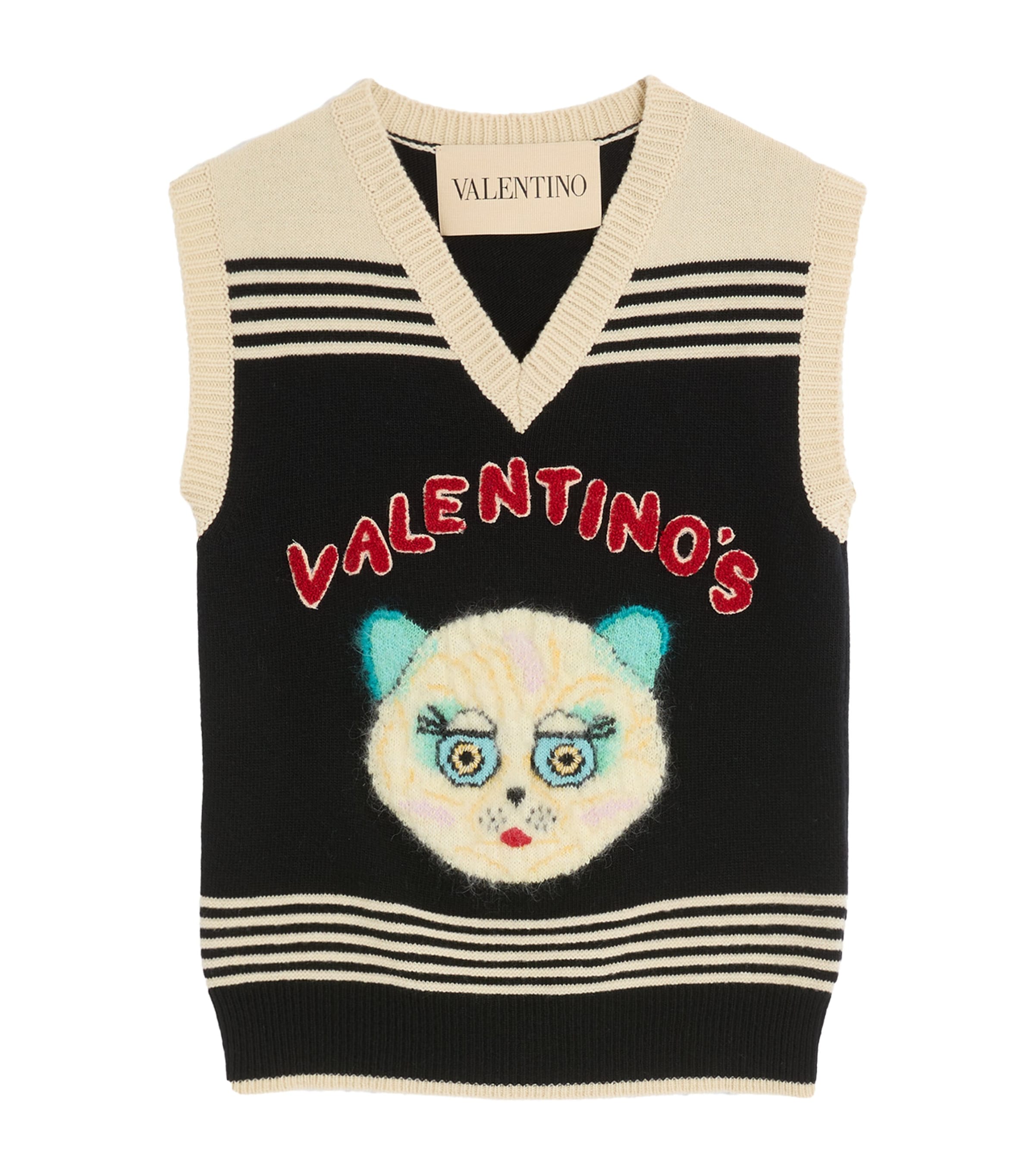 Valentino Virgin Wool Le Chat De La Maison Sweater Vest