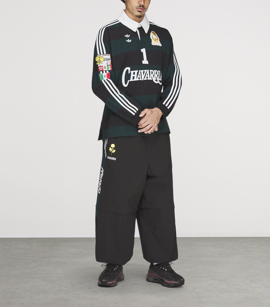 Willy Chavarria Mens x adidas Originals Mexico Rugby Shirt Black/aurora Ivy Image 6