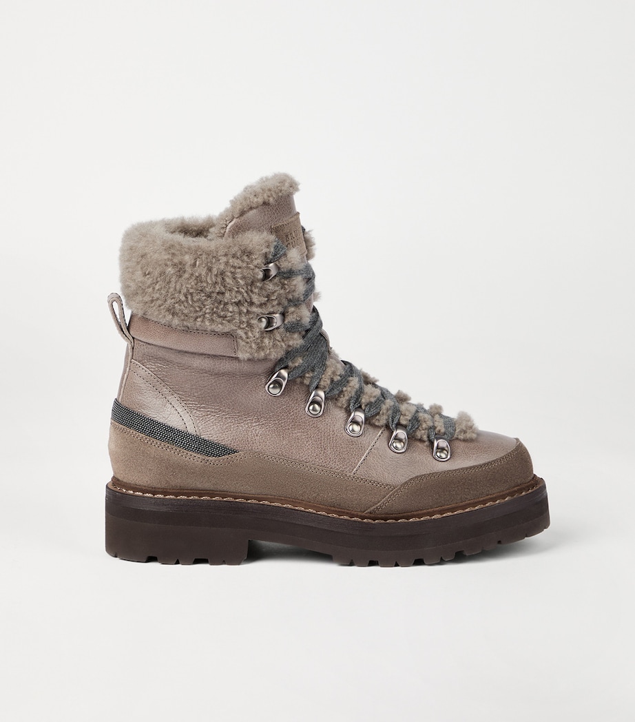Leather Shearling-Lining Mountain Boots C1099 Image 4