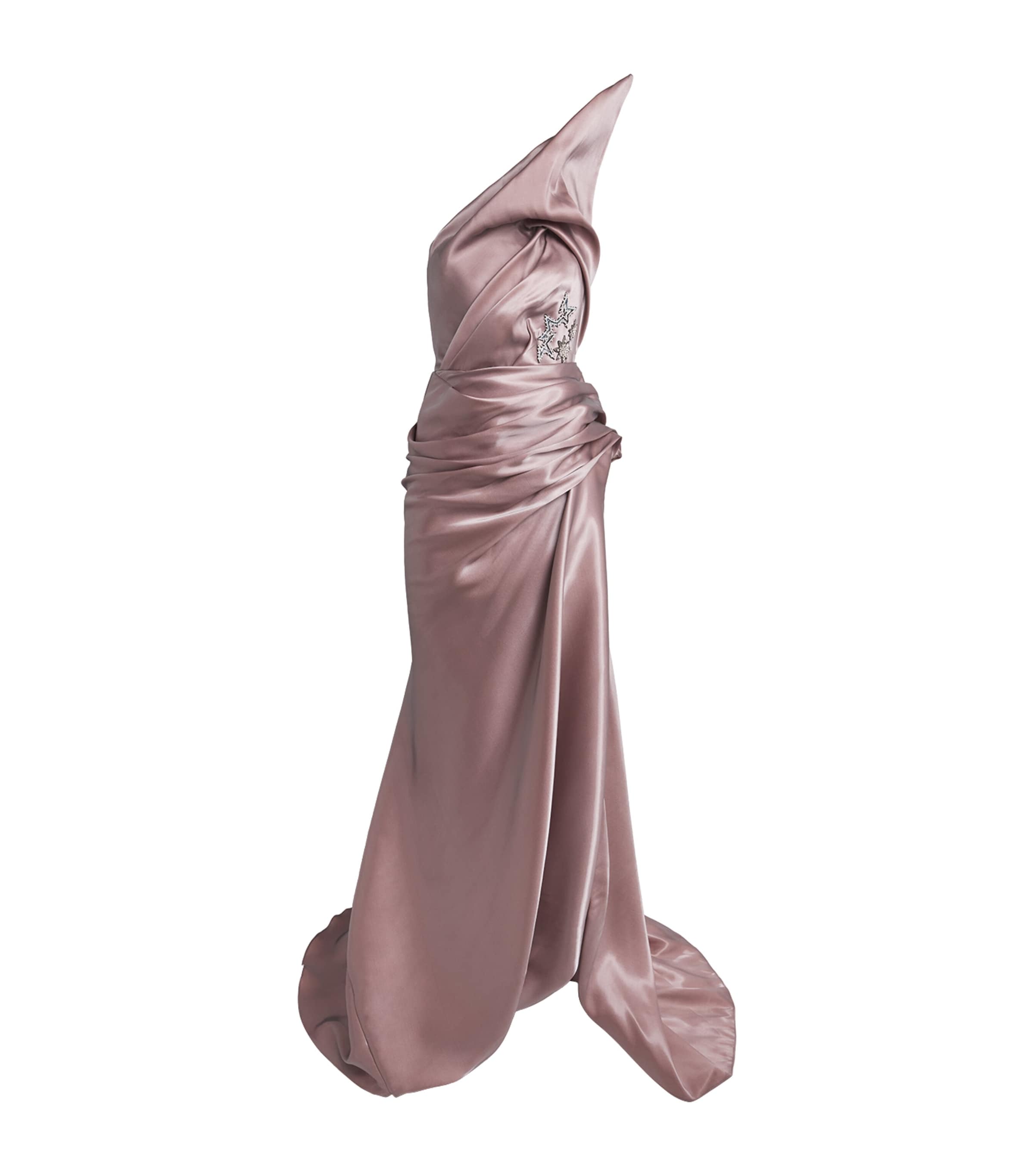 Maticevski Womens Satin Embellished Contentment Gown Smoke Pink Image 1