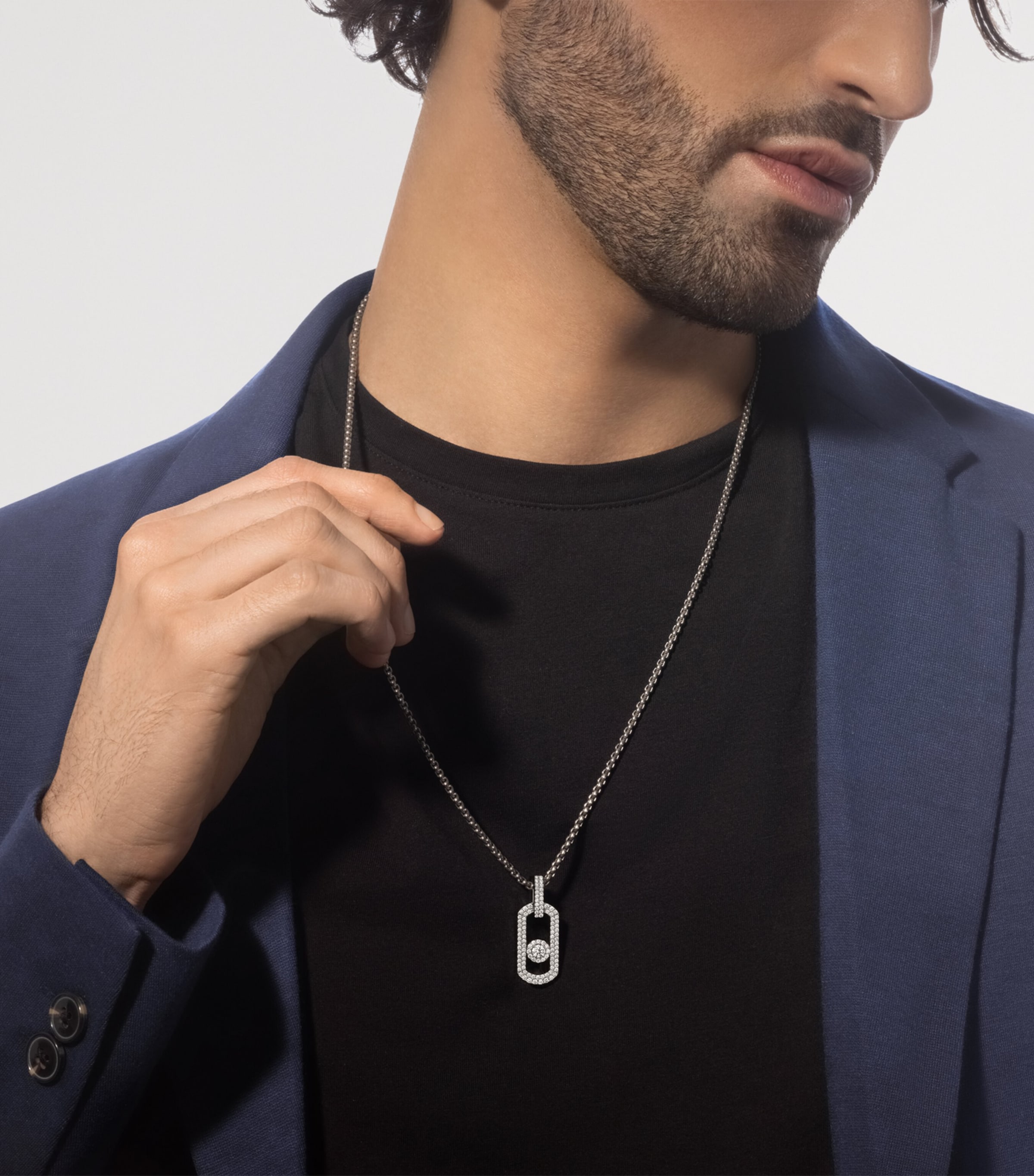 Messika So Move Titanium and Diamond Pavé Pendant Necklace (1.14ct) Titanium Image 2