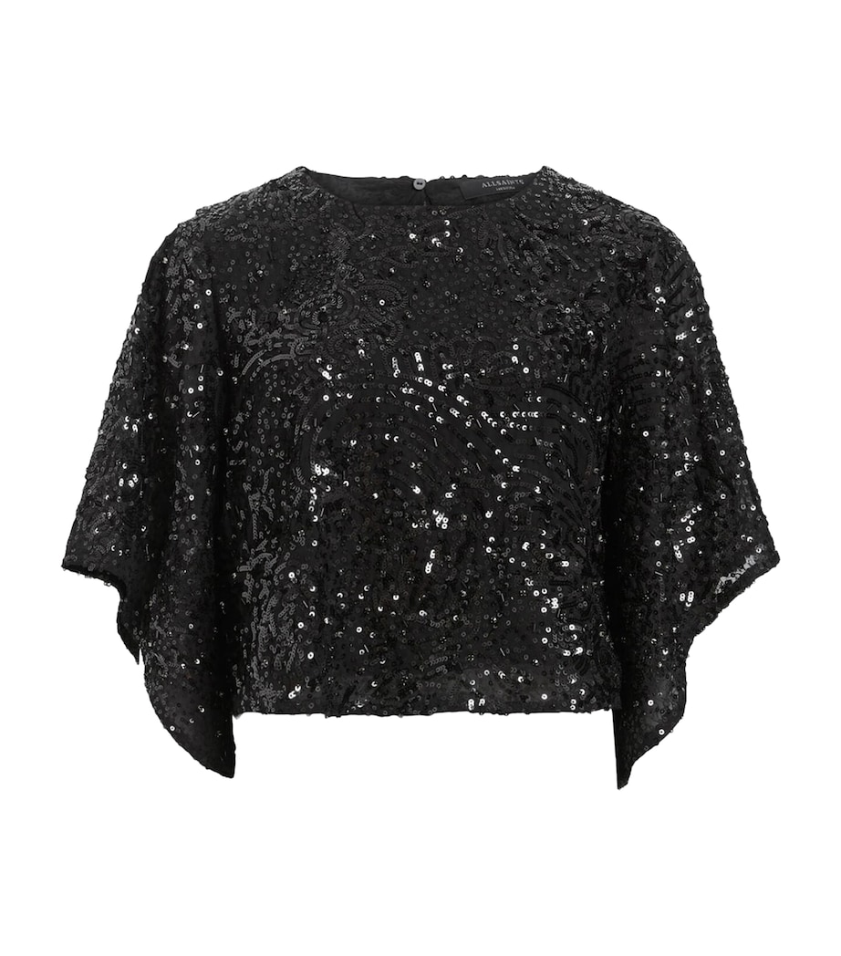 AllSaints Womens Embellished Ivy Top Black Image 1
