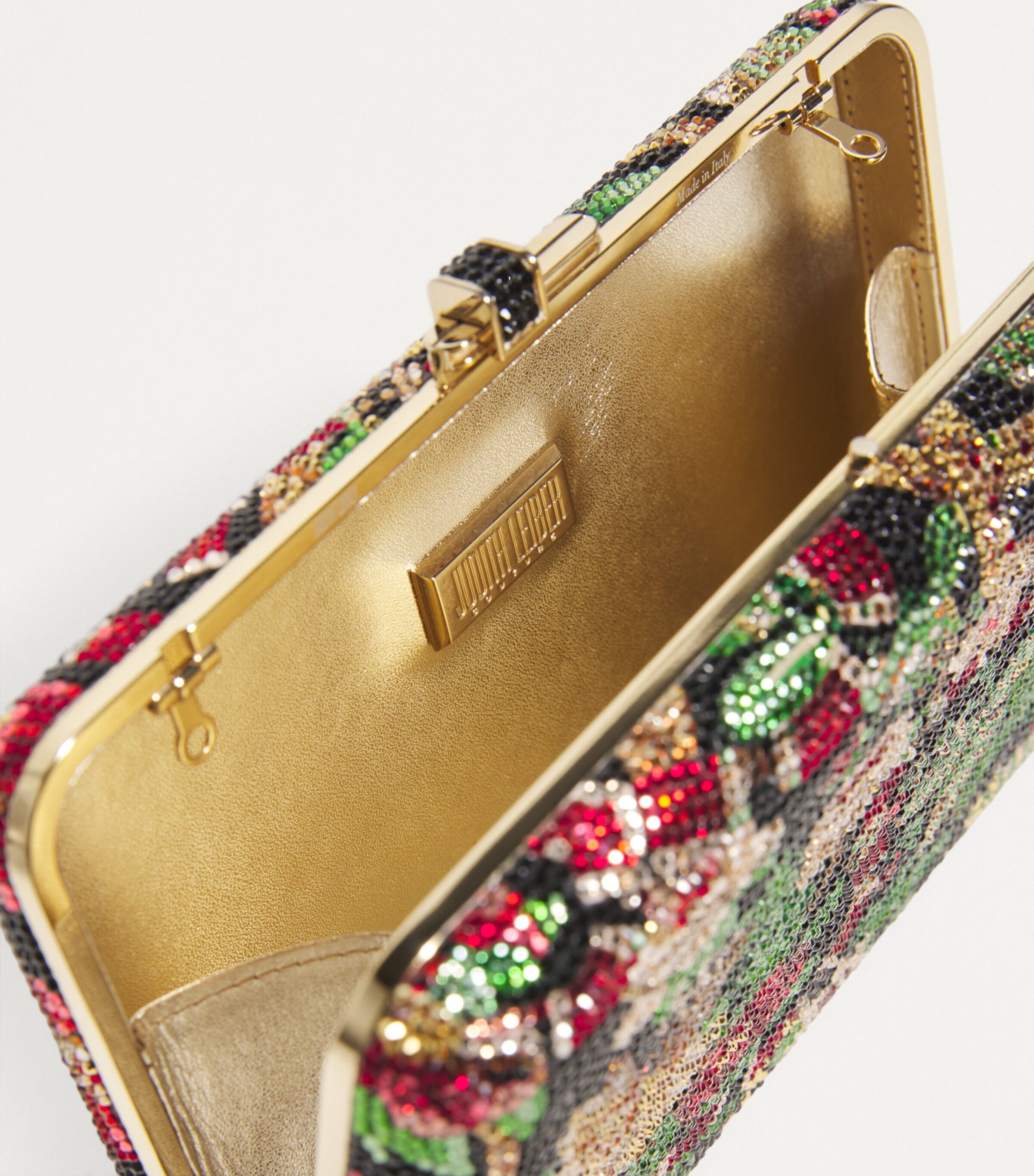 Judith Leiber Embellished Allegory Slim Slide Clutch Bag Cjtmt Chmpn Jet Mlti Image 4