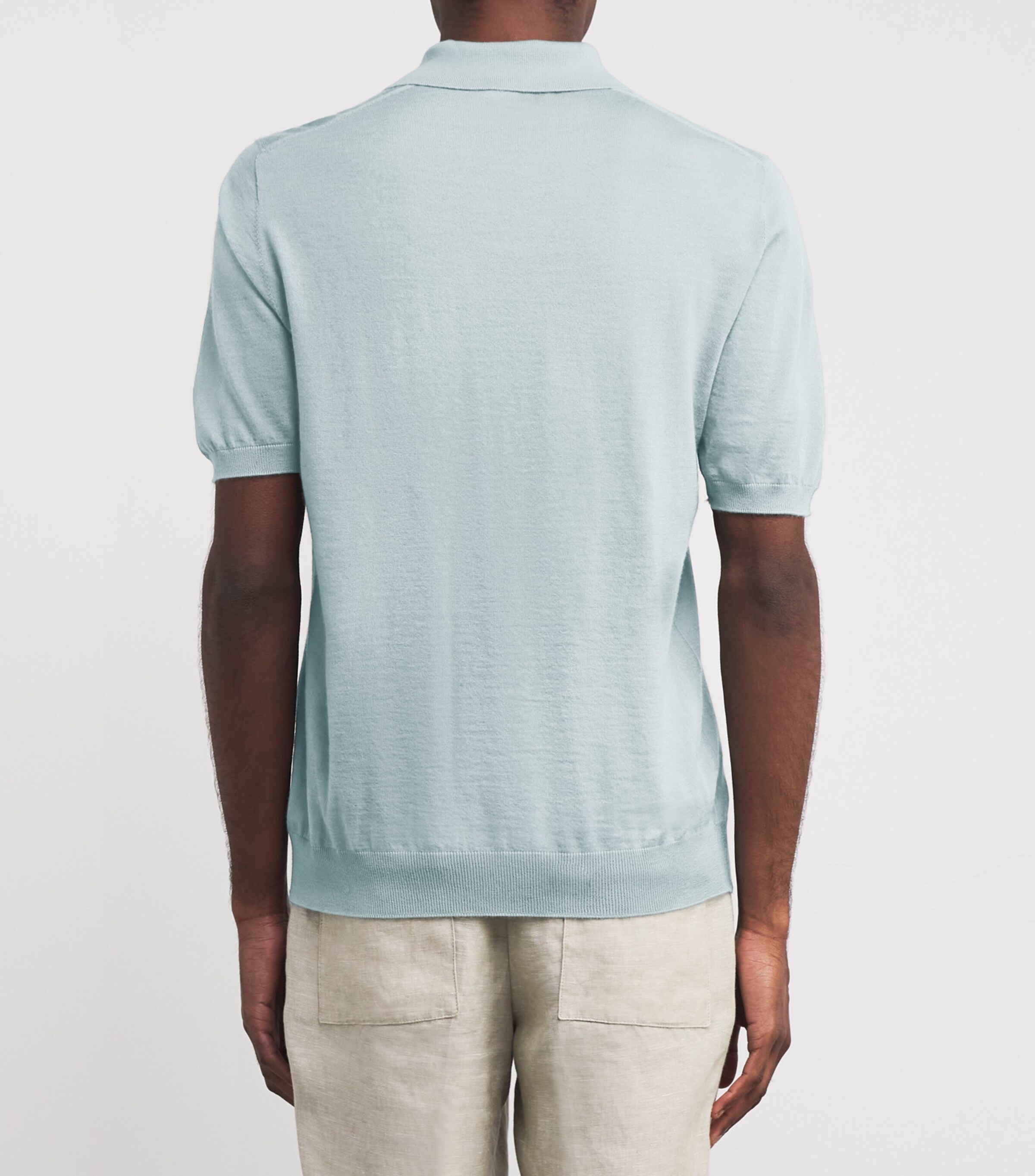 Johnstons Of Elgin Mens Superfine Cashmere Polo Shirt Soft Sage Image 4