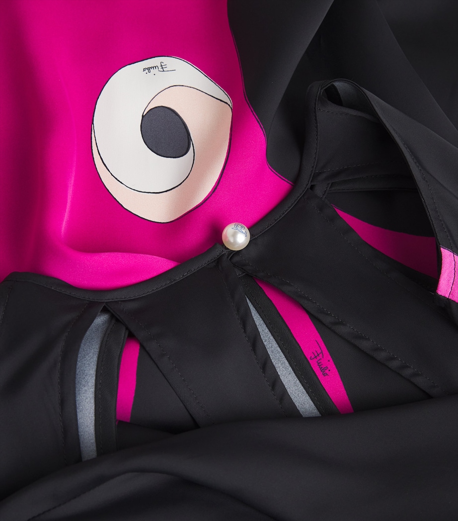 Satin Cut-Out Stella Kaftan 036 NERO/FUXIA Image 6