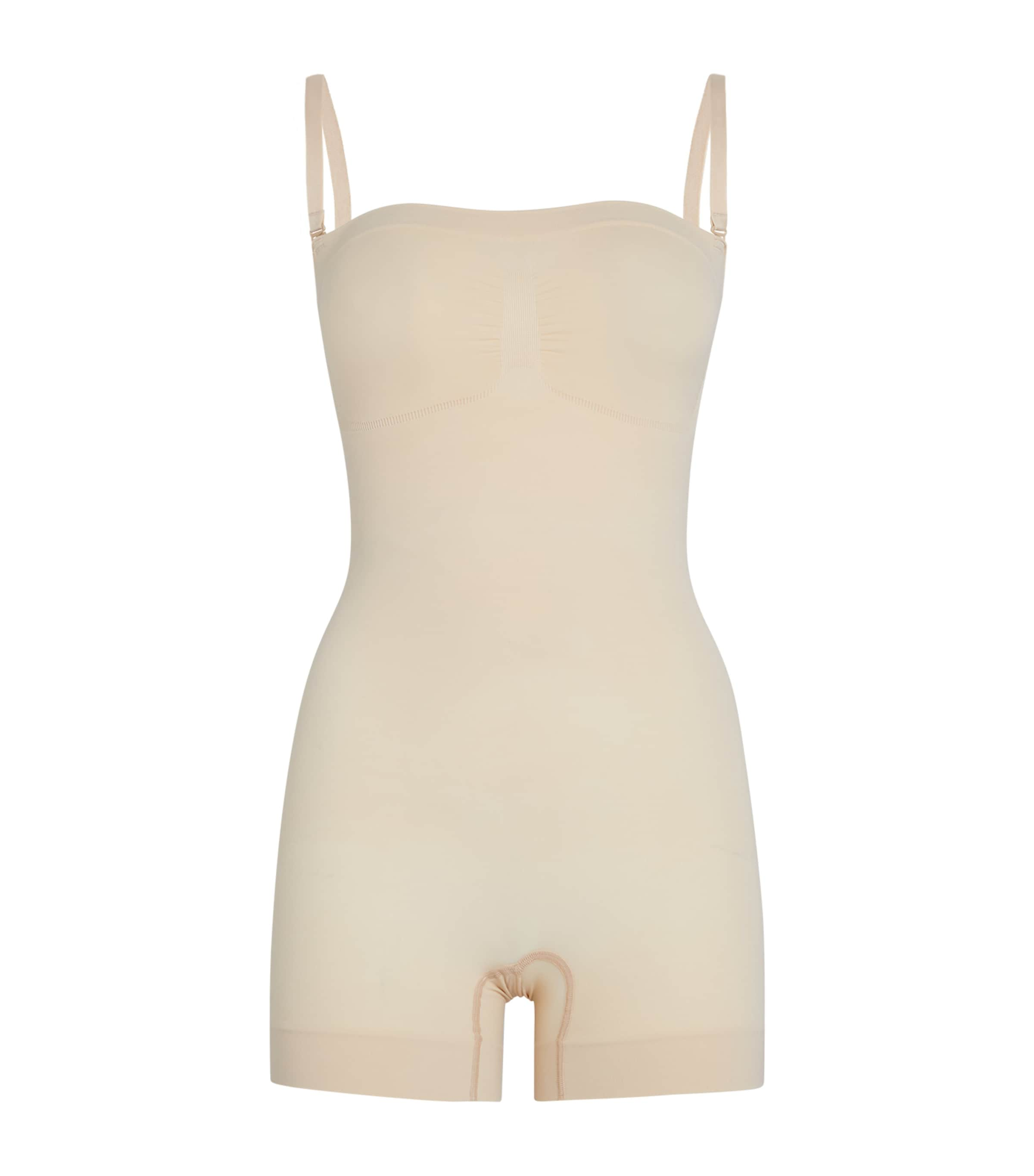 Shop Skims Seamless Sculpt Strapless Shorts Bodysuit In Nude