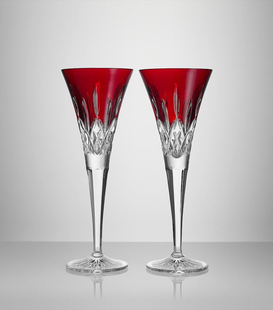Set of 2 Crystal Lismore Champagne Flutes (170ml) RED Image 3