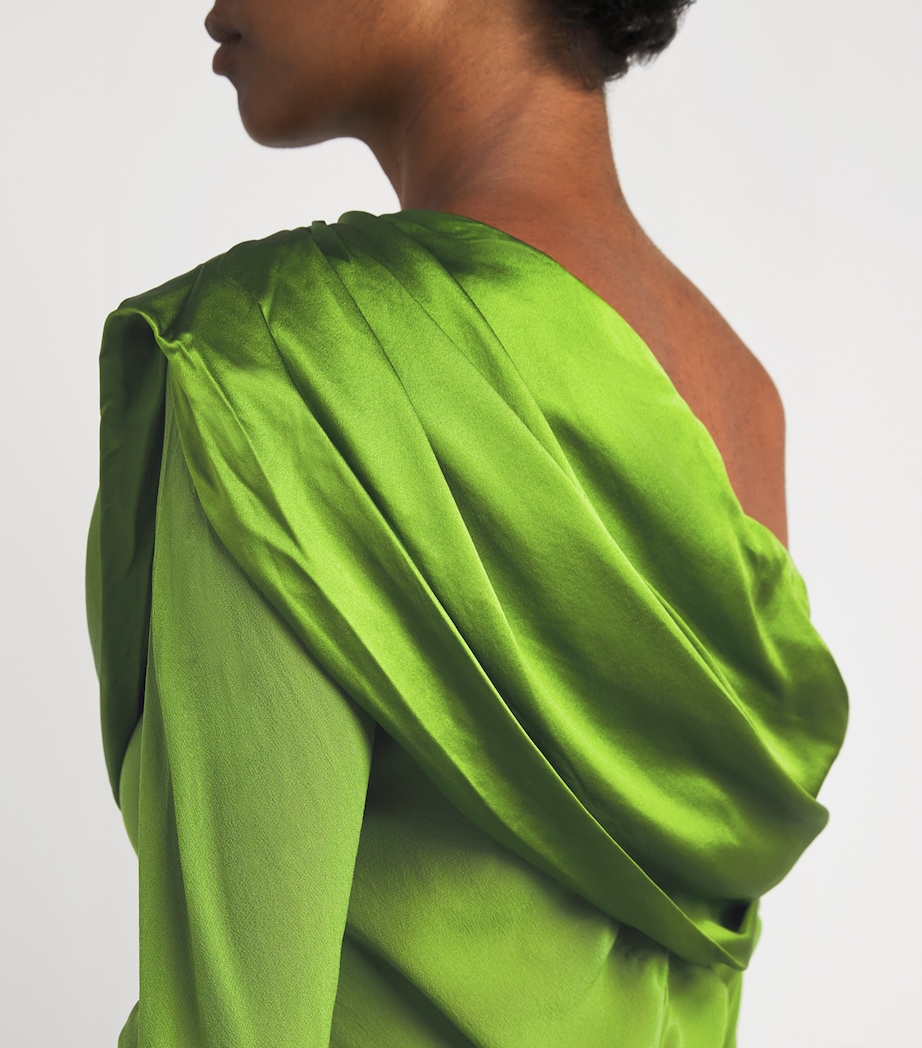 Silk Draped Shawl Maxi Dress CACTUS Image 6