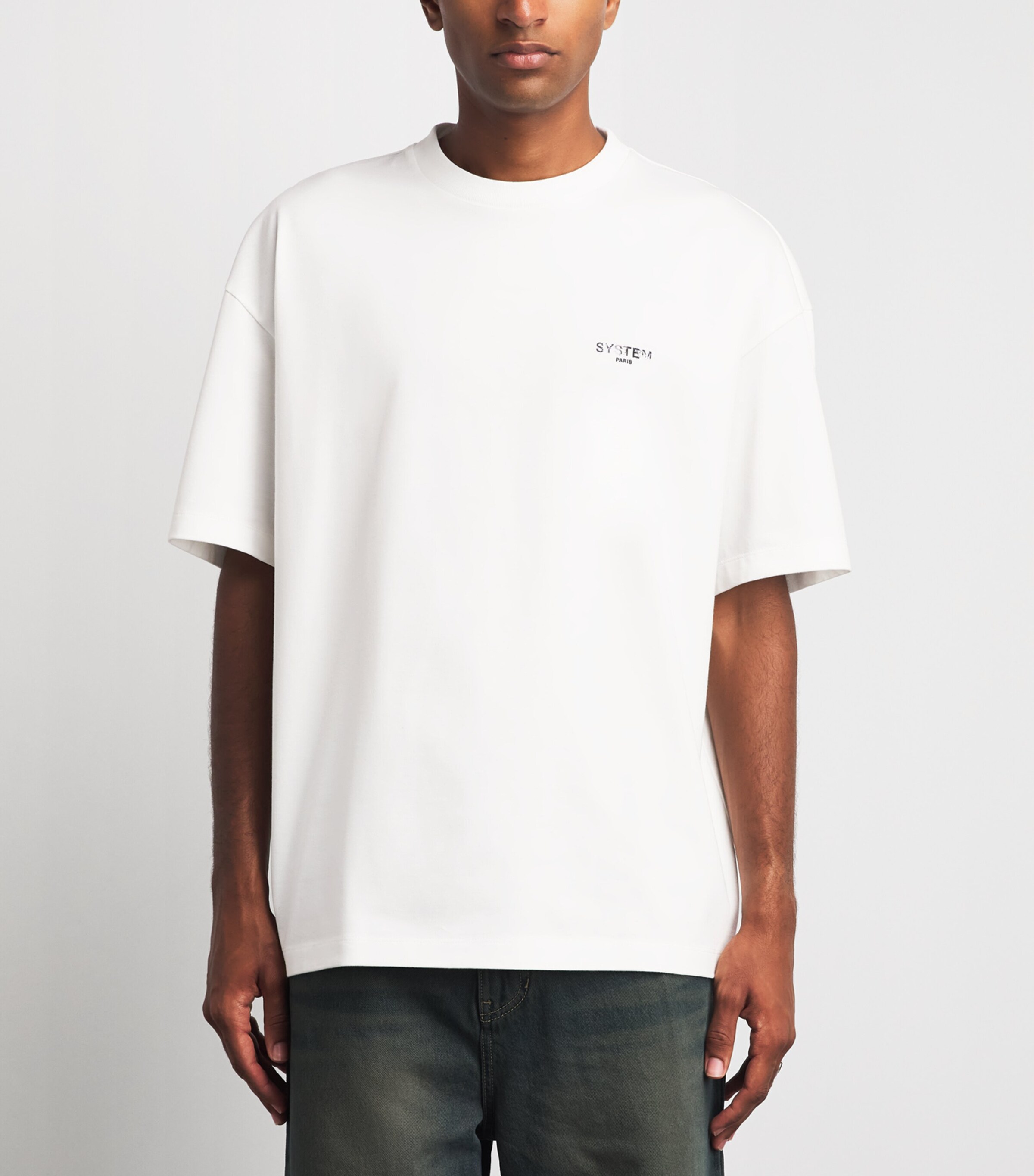 System Mens Cotton Logo T-Shirt Off White Image 4