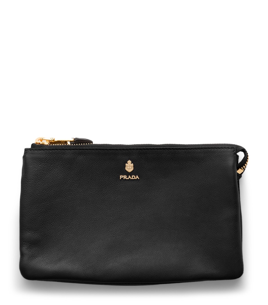 Prada Leather Logo Pouch Black Image 1