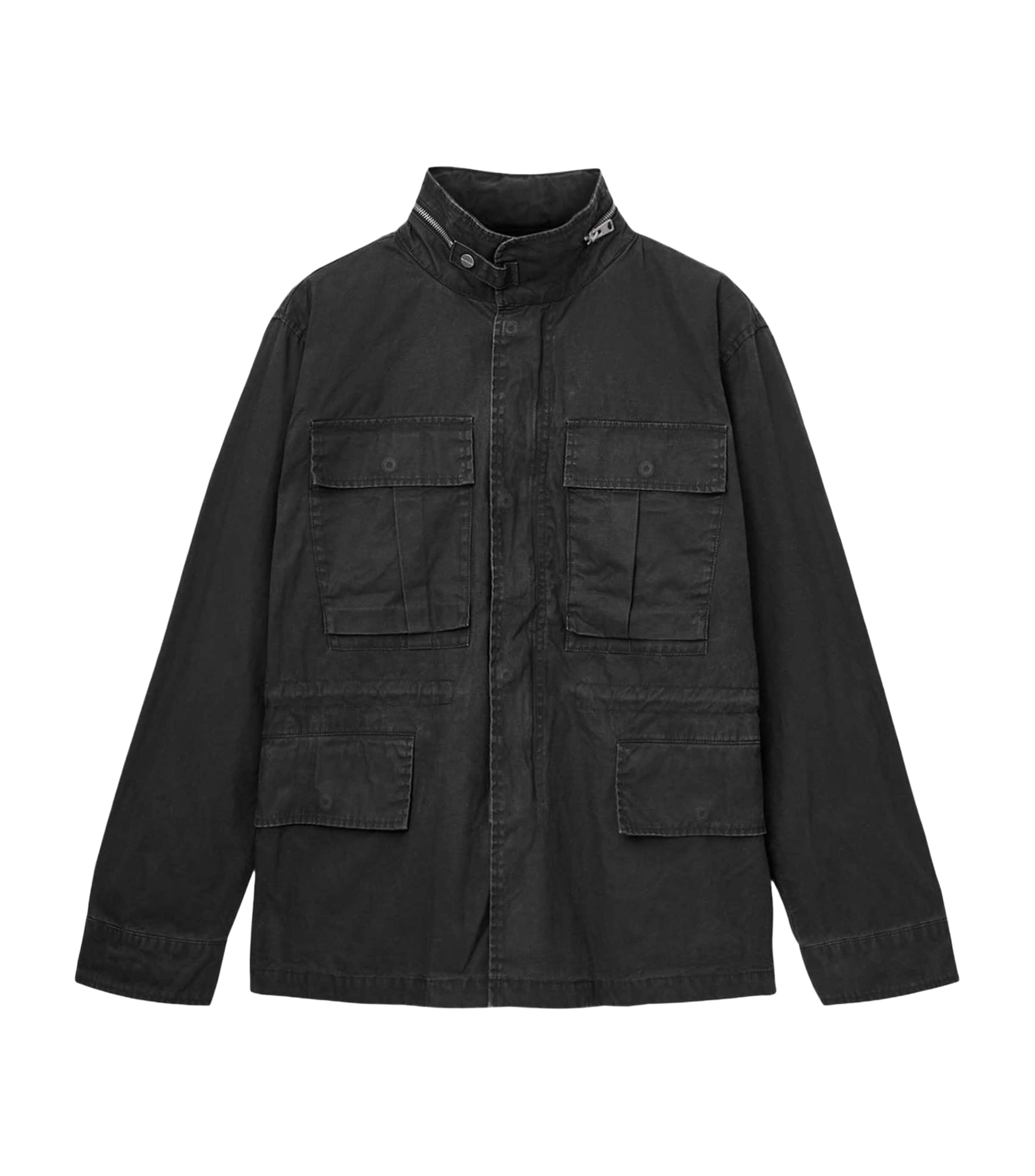 AllSaints Mens Organic Cotton Valen Jacket Washed Black Image 1