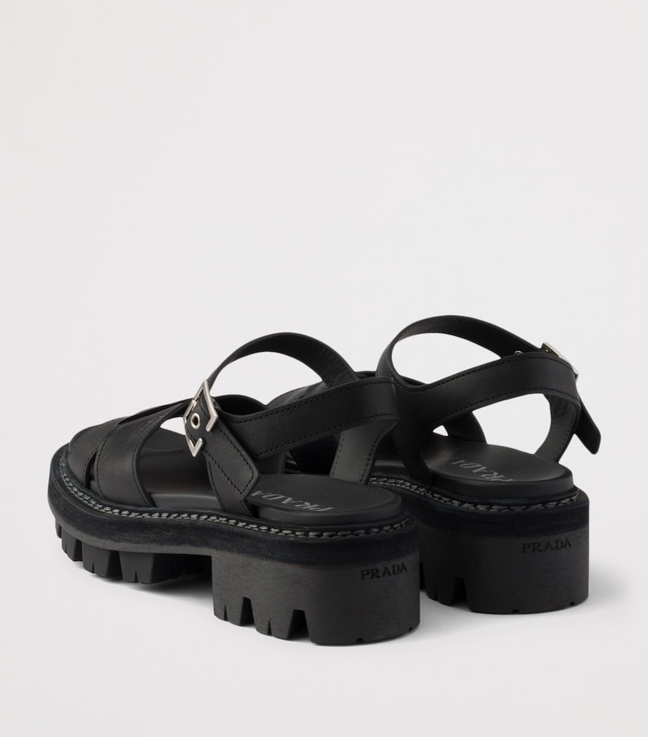 Prada Lambskin Platform Sandals 55 Black Image 4