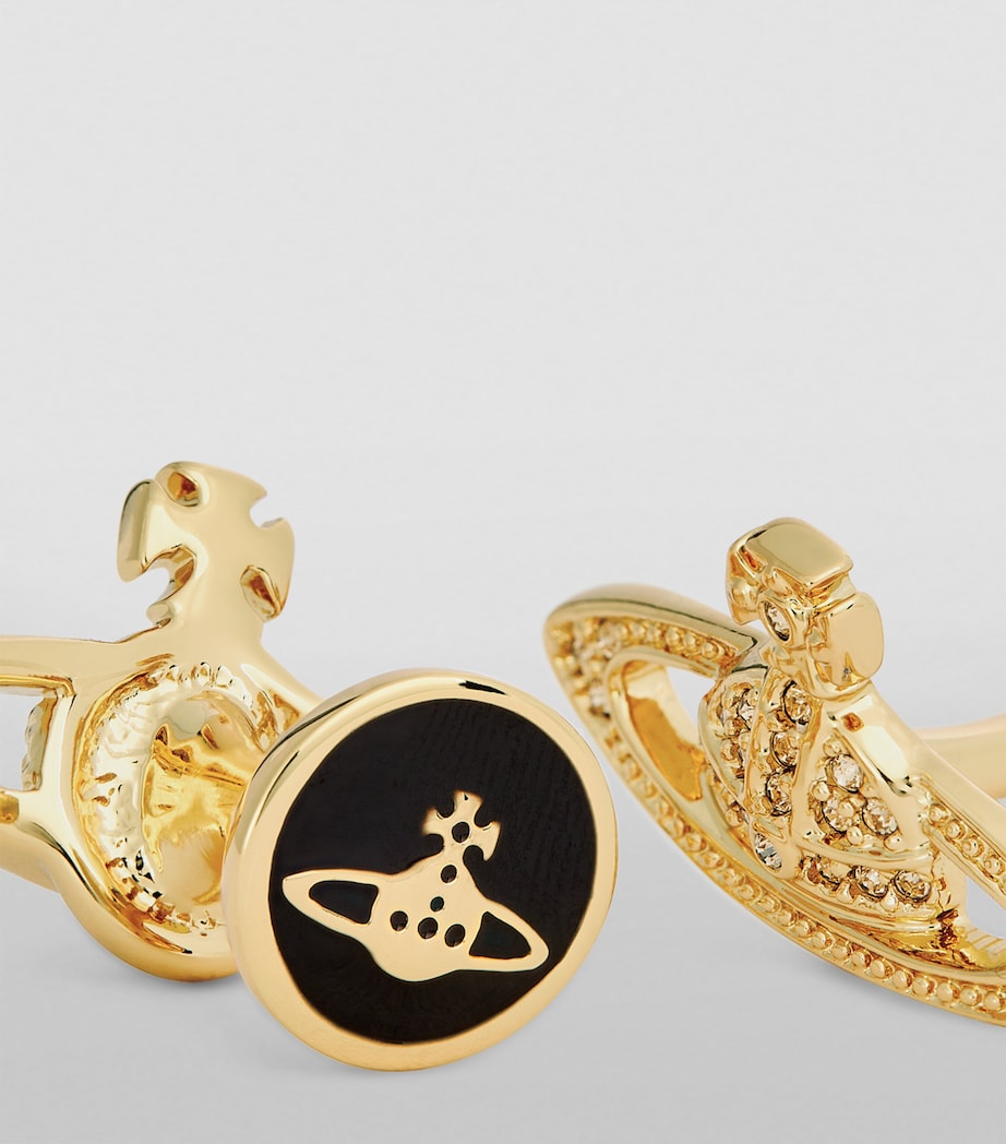 Mini Bas Relief Orb Cufflinks R121- GOLD Image 6