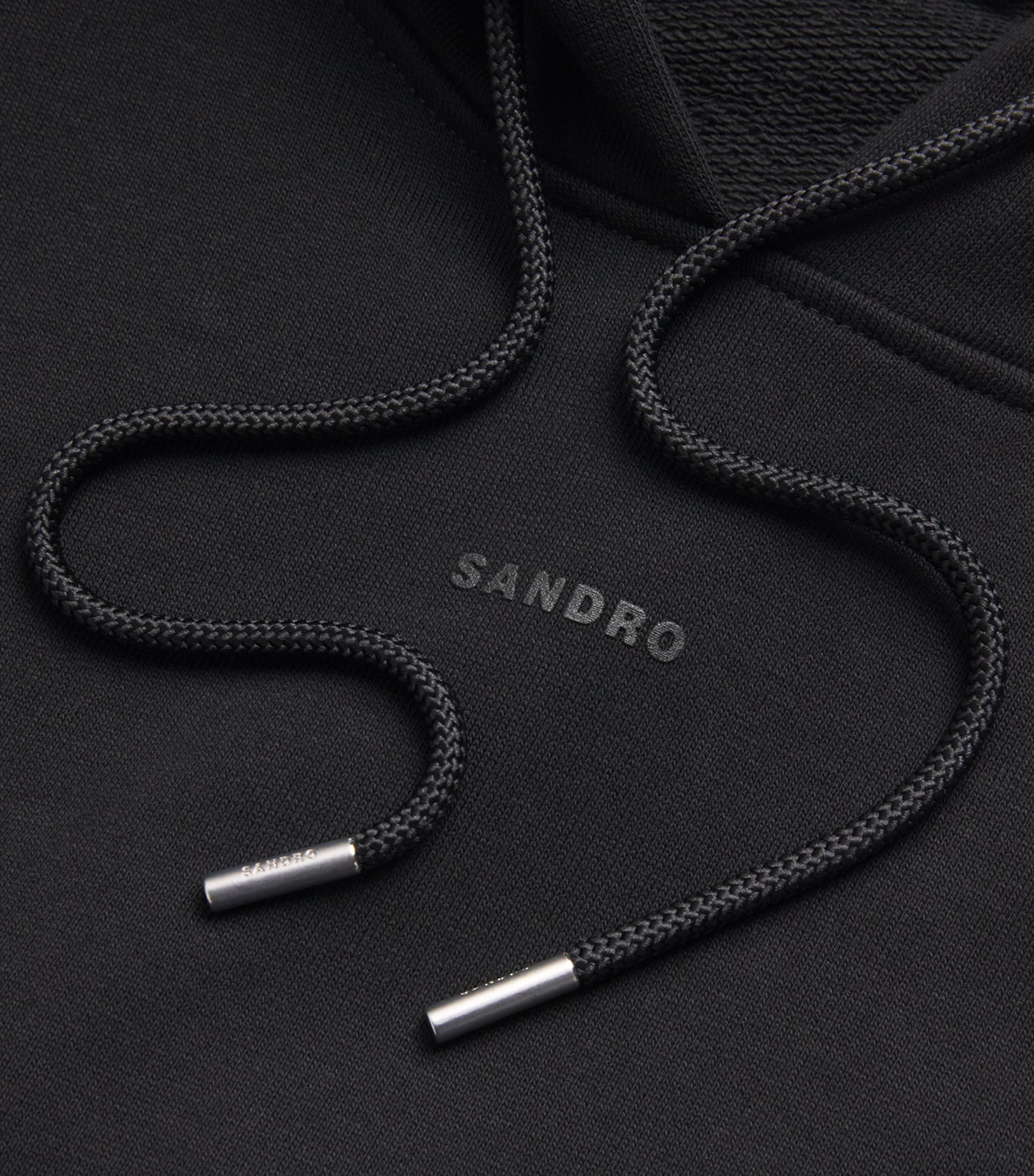 Sandro Paris Mens Cotton Logo Hoodie Black Image 6