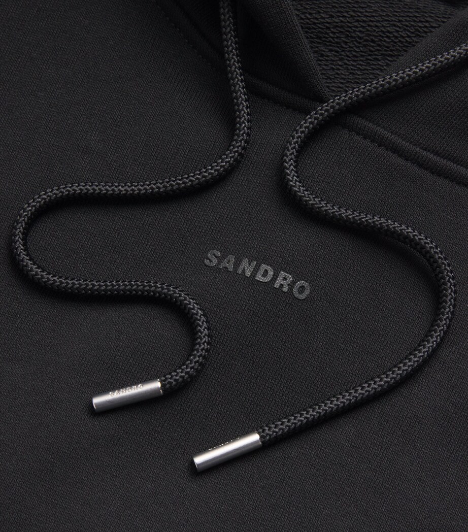 Sandro Paris Mens Cotton Logo Hoodie Black Image 6