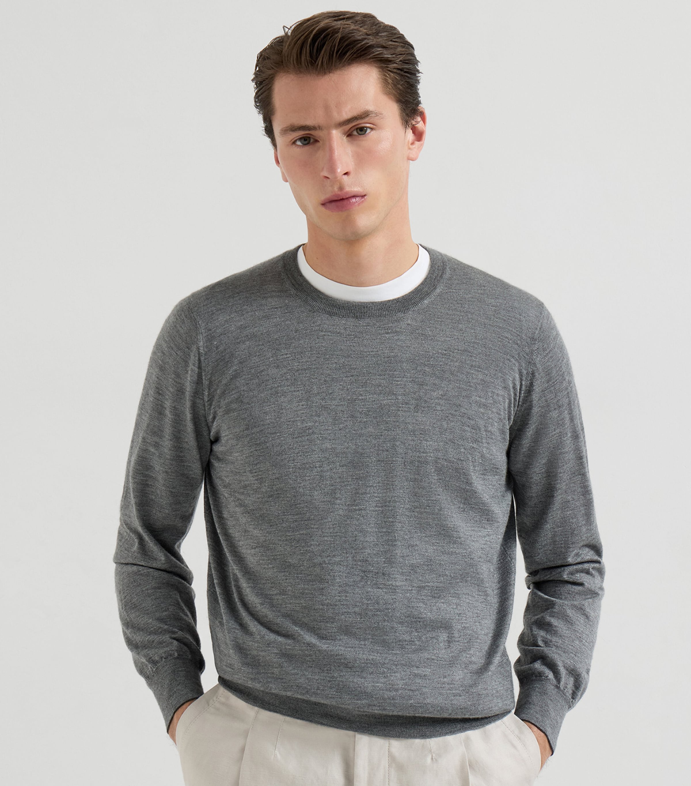 Brunello Cucinelli Mens Cashmere-Silk Crew-Neck Sweater Image 3