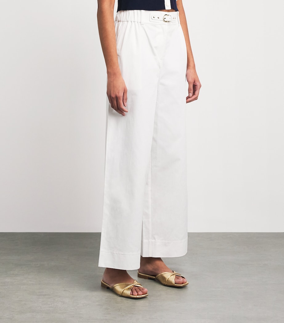 Maje Womens Cotton Belted Trousers White Image 4