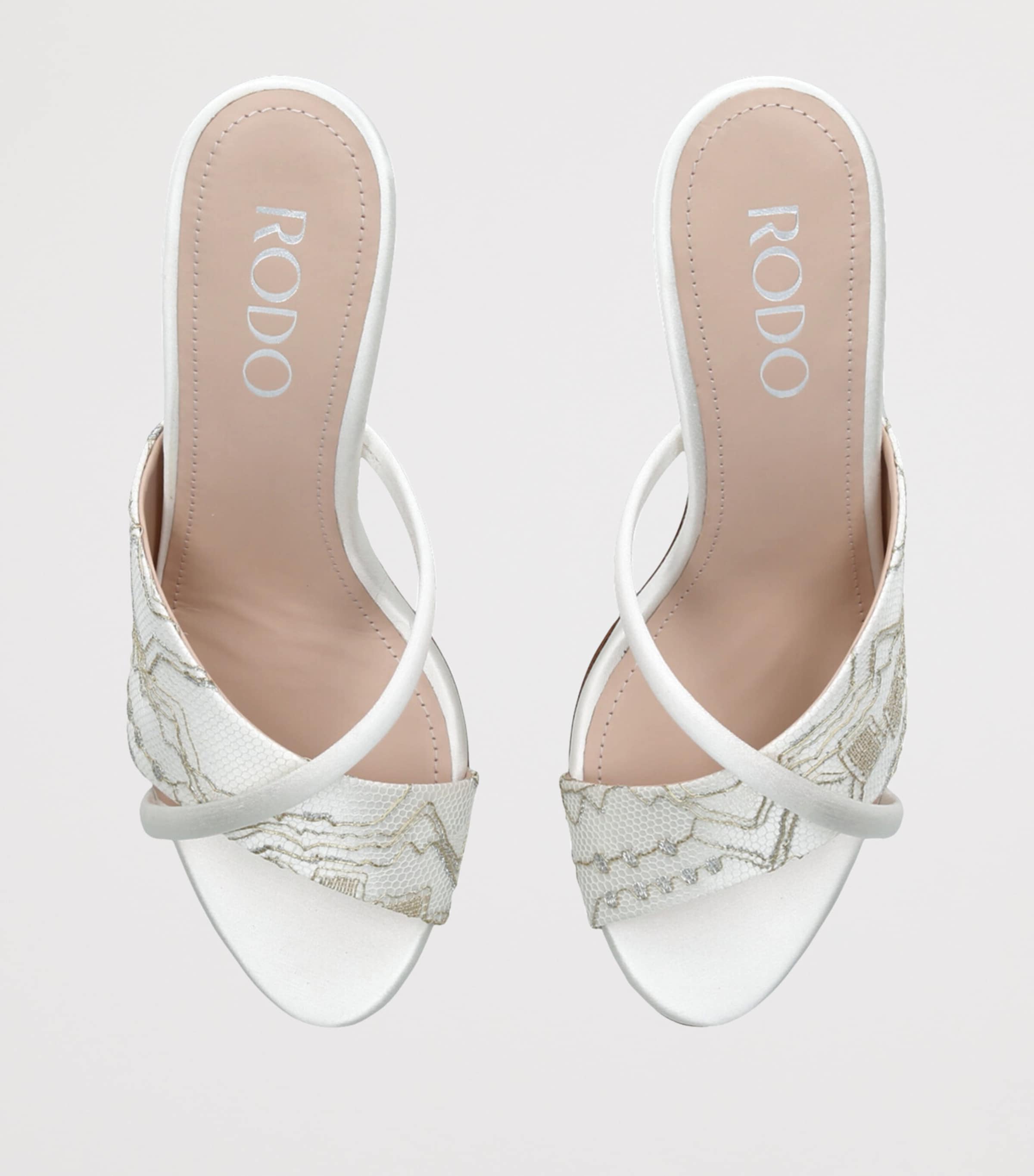 Rodo Embroidered Mabella Heeled Mules 55 Beige Comb Image 4
