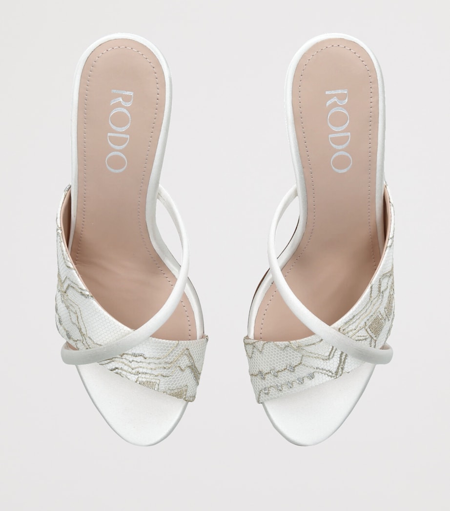 Rodo Embroidered Mabella Heeled Mules 55 Beige Comb Image 4
