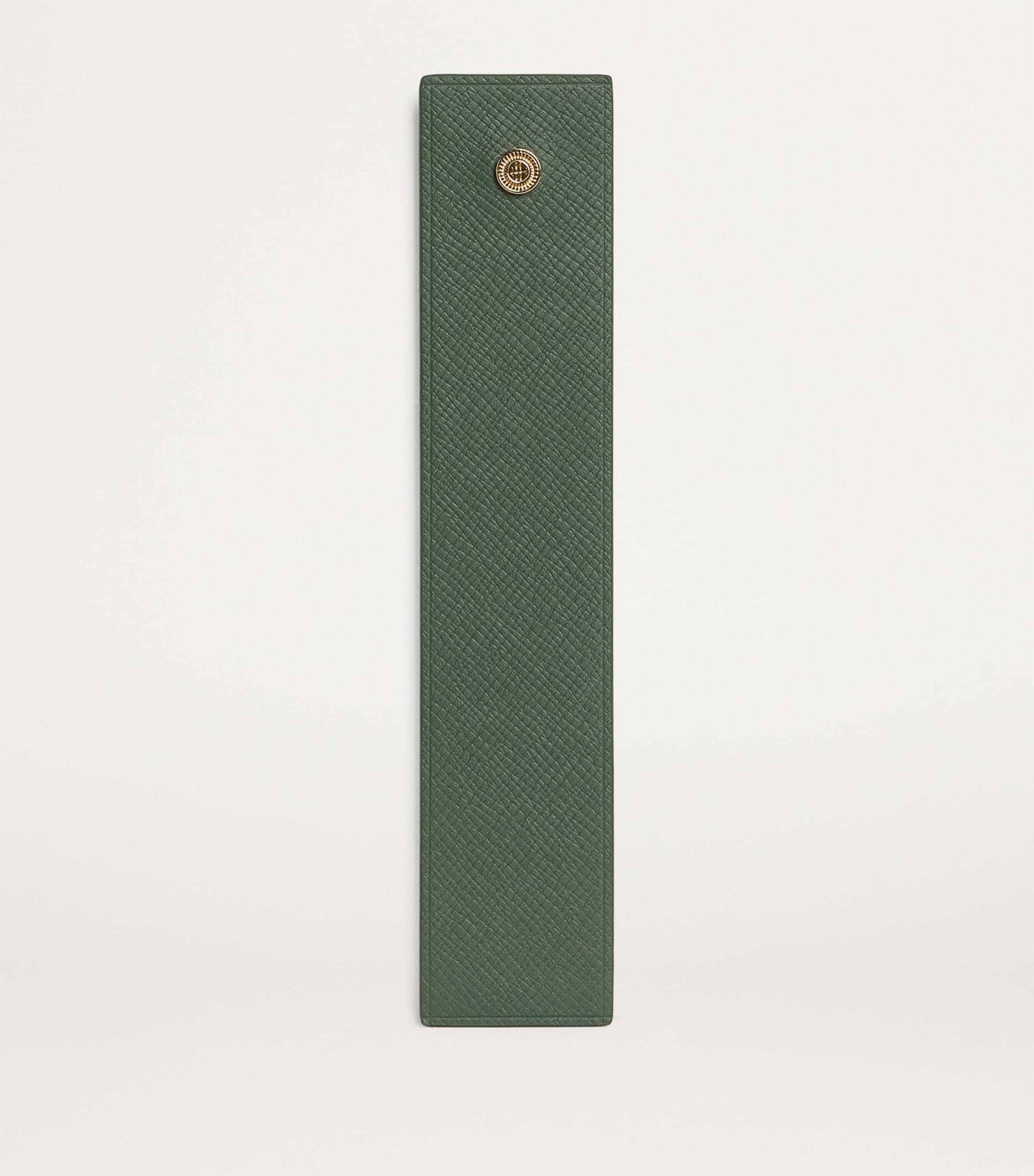 Leather Embossed-Logo Bookmark HARRODS GREEN Image 2