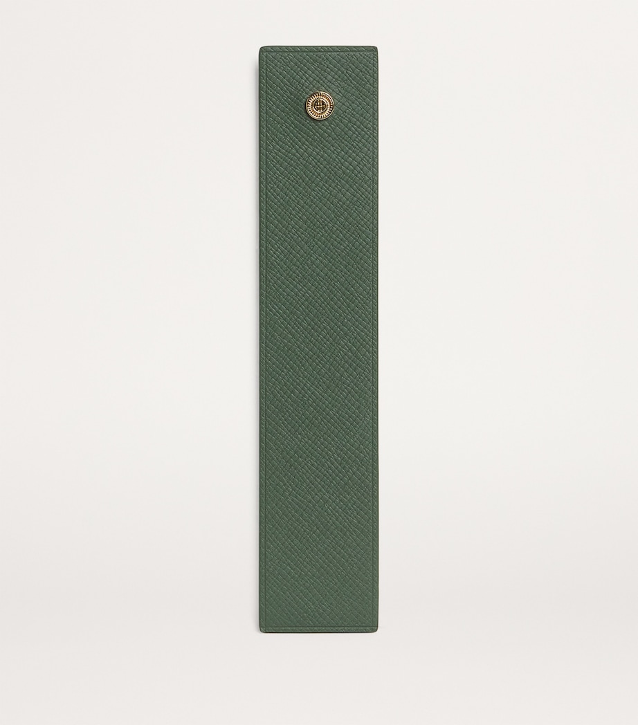 Leather Embossed-Logo Bookmark HARRODS GREEN Image 2