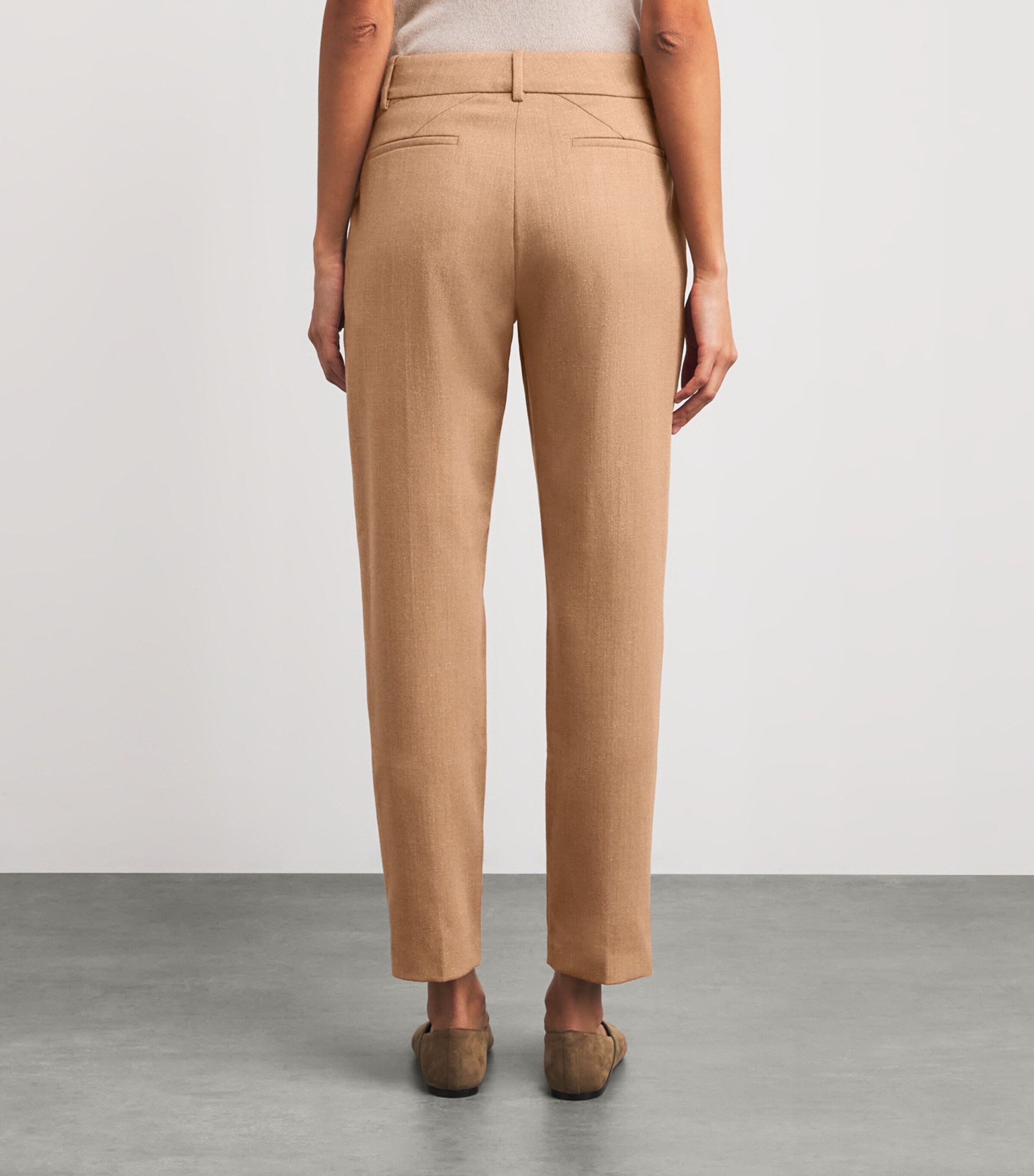 Eleventy Womens Wool-Blend Metallic Straight Trousers Sabbia Image 4