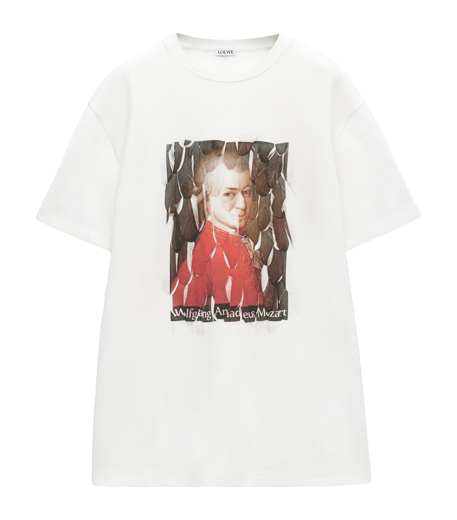 LOEWE Womens Feather-Trim T-Shirt Image 1