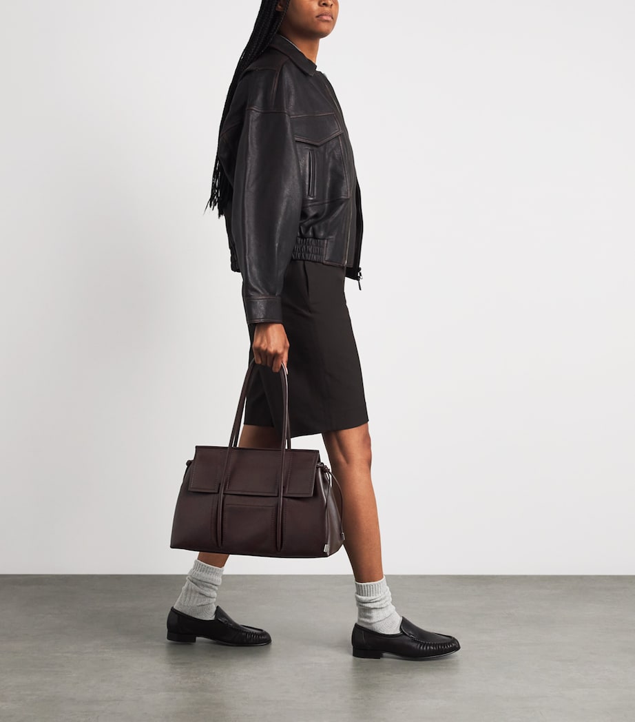 Harrods Medium Leather Marcie Tote Bag Brown Image 4