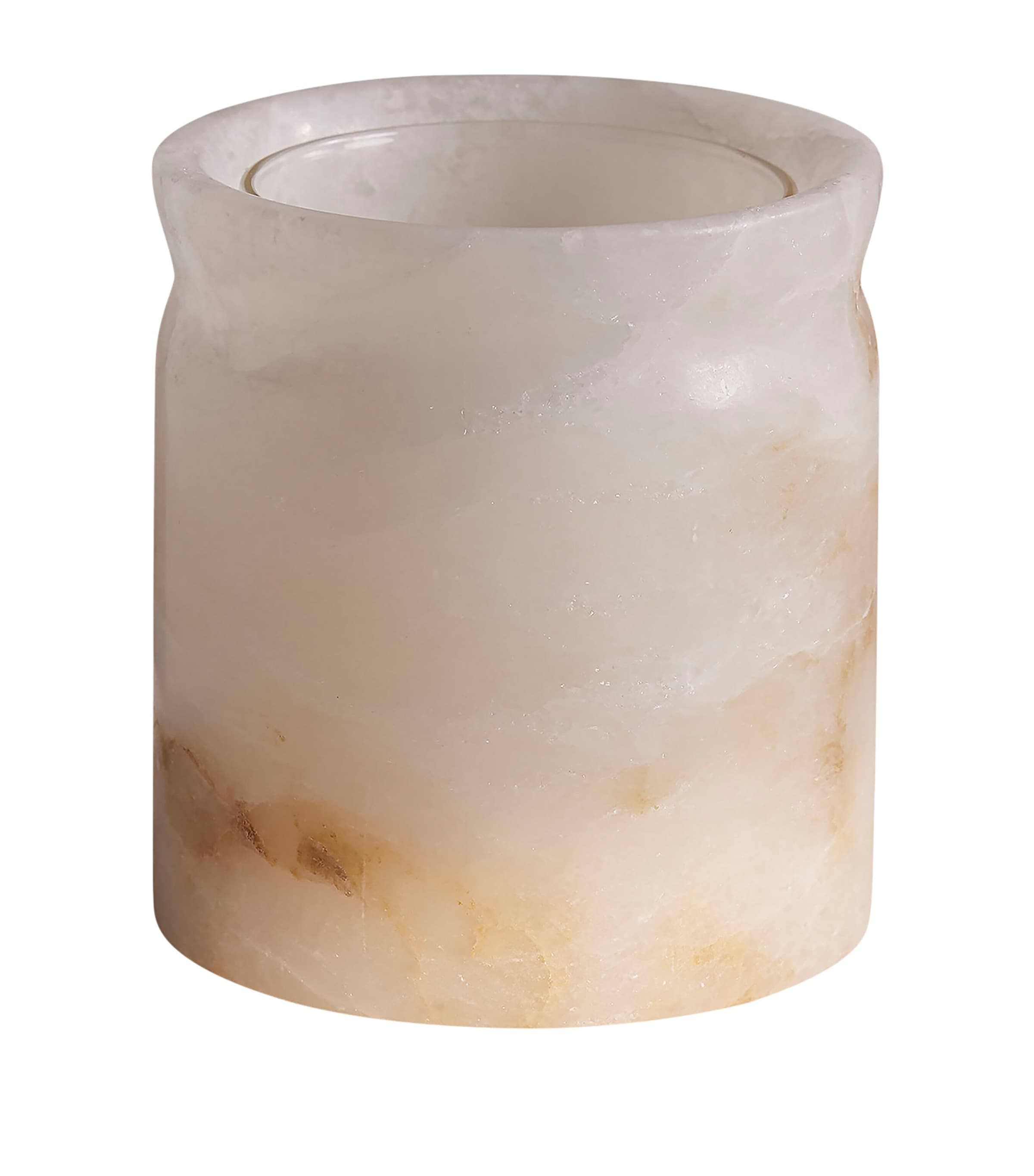 Alabaster Marble Vessel and Bergamot & Mandarin Candle (250g) NO COLOUR Image 1