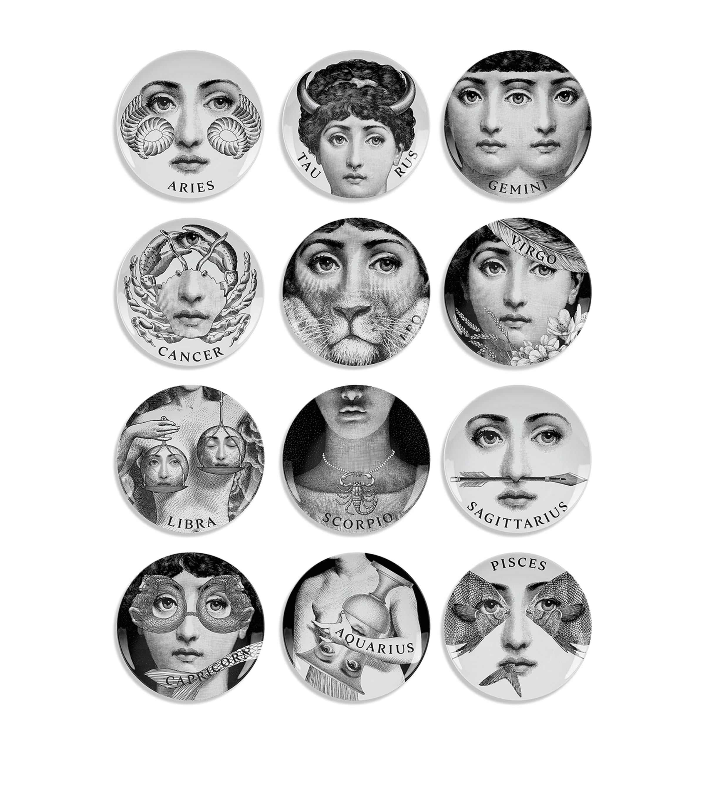 Fornasetti Set Of 12 Tema E Variazoni Zodiac Wall Plates