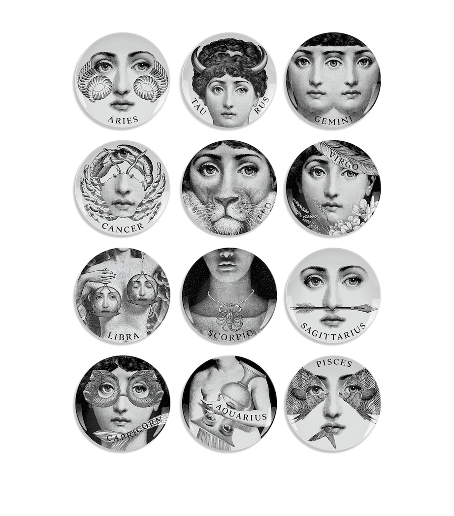 Fornasetti Set of 12 Tema e Variazoni Zodiac Wall Plates Image 1