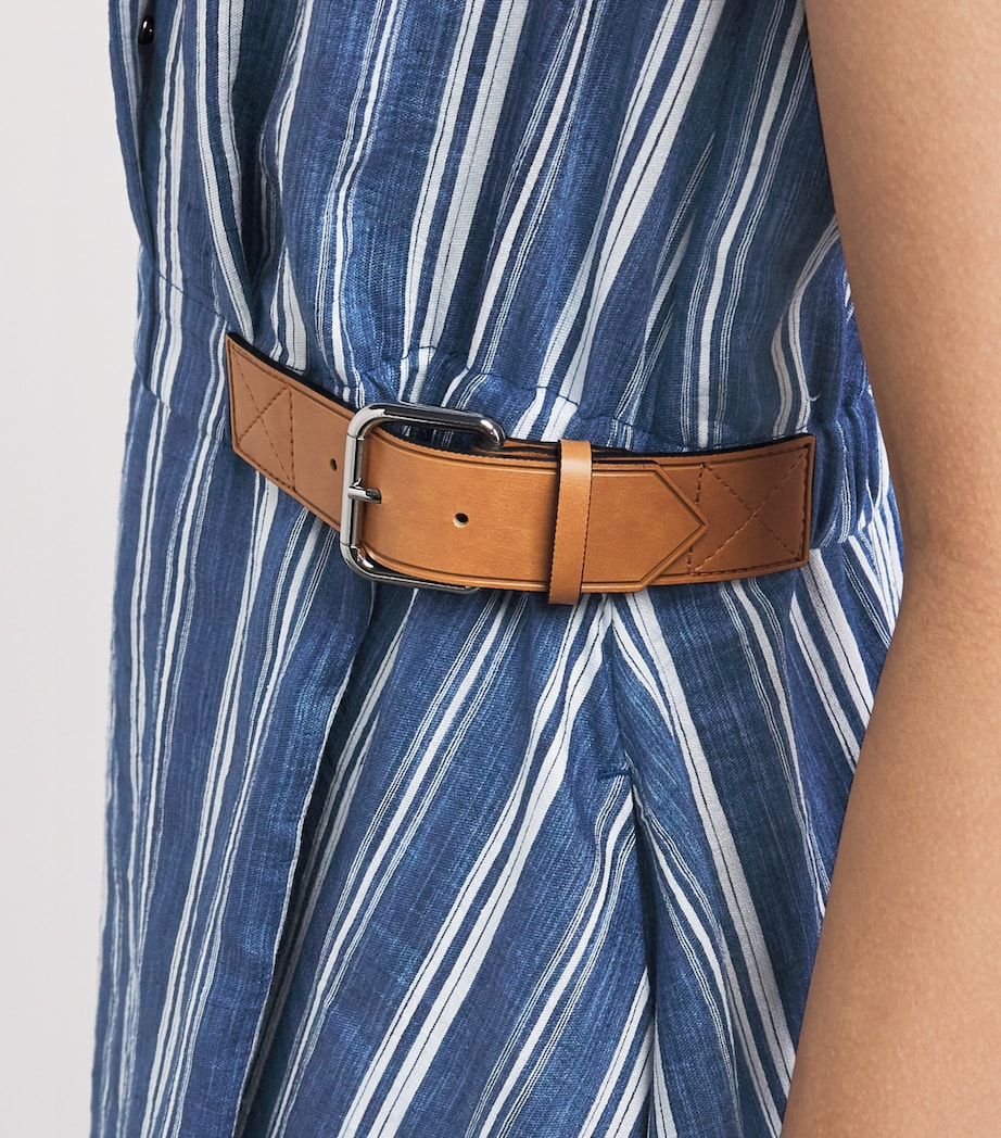 Sandro Paris Womens Belted Stripe Midi Shirt Dress Blu / White Image 5