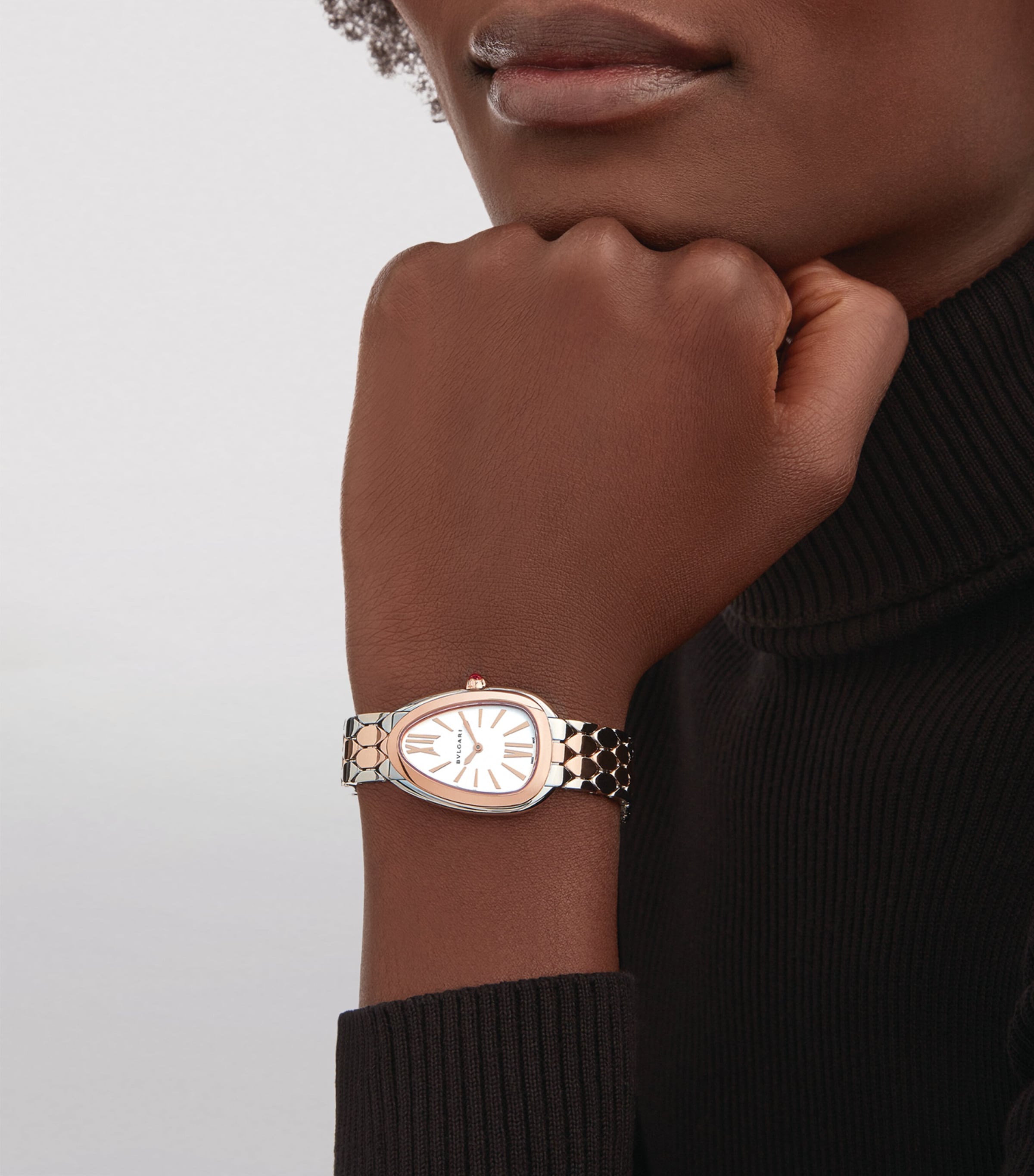Bvlgari Stainless Steel and Rose Gold Serpenti Seduttori Watch 33mm White Image 4