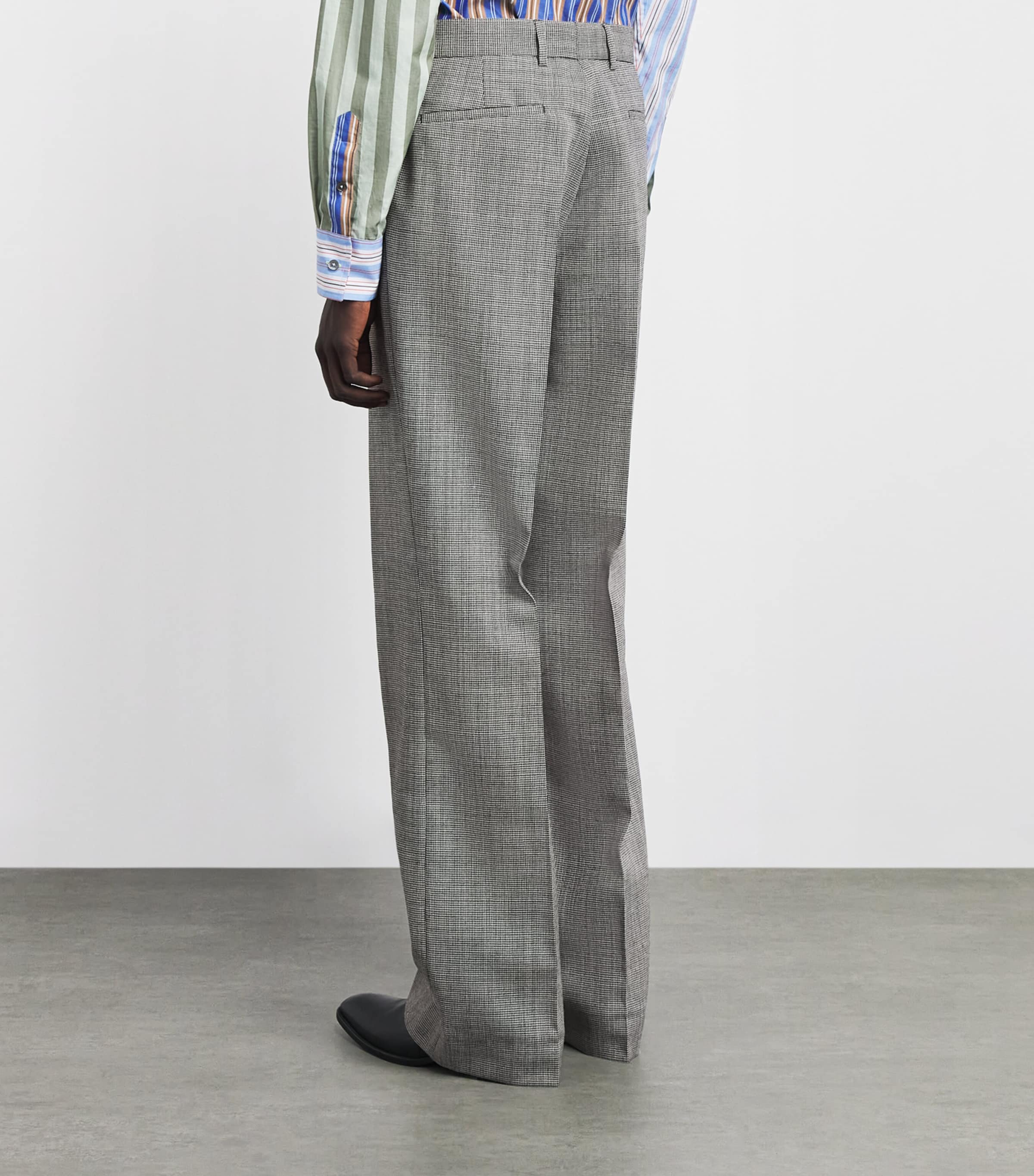 AMIRI Mens Houndstooth Bootcut Trousers Black Image 5