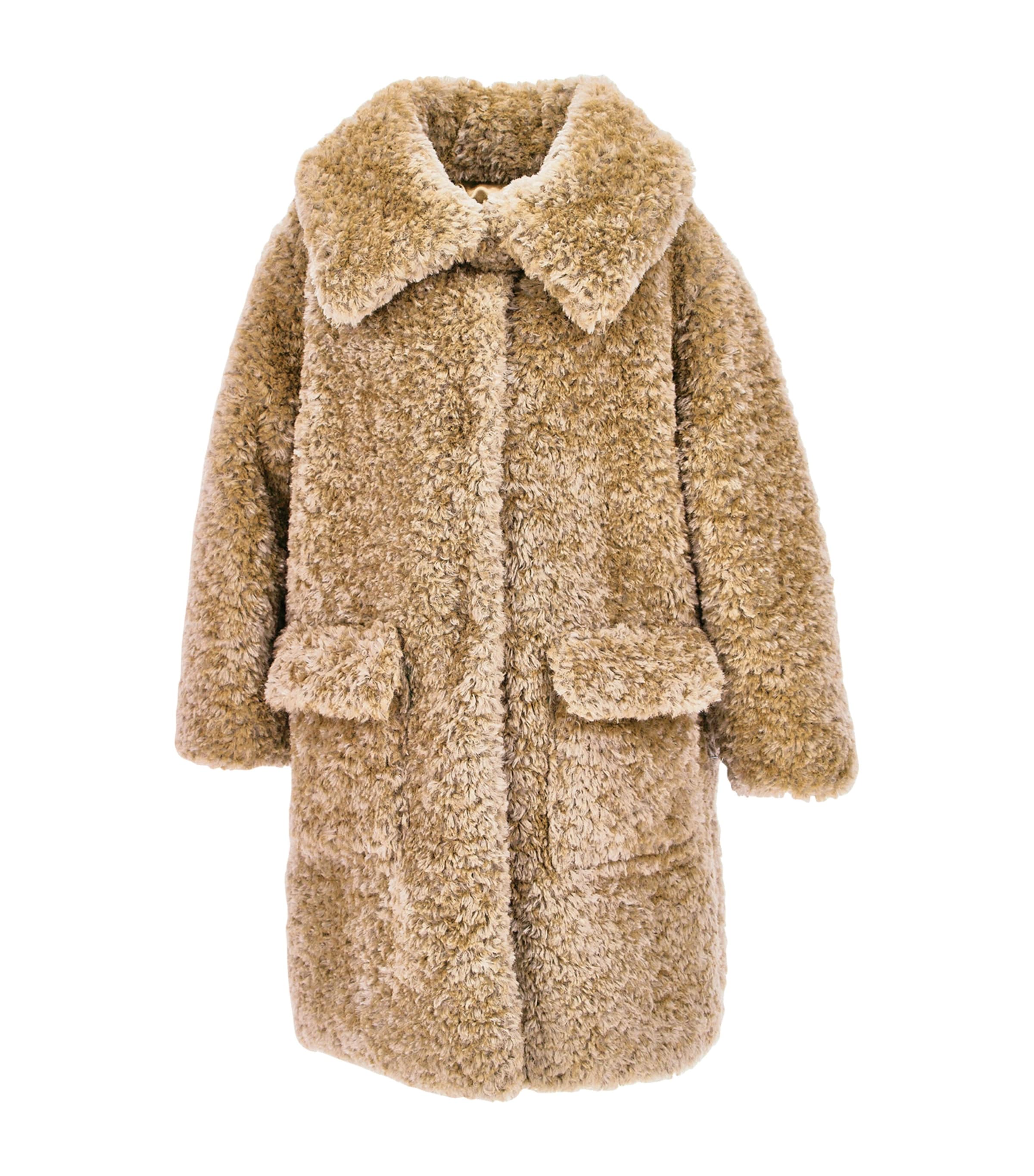 Monnalisa Kids' Longline Teddy Coat In Beige