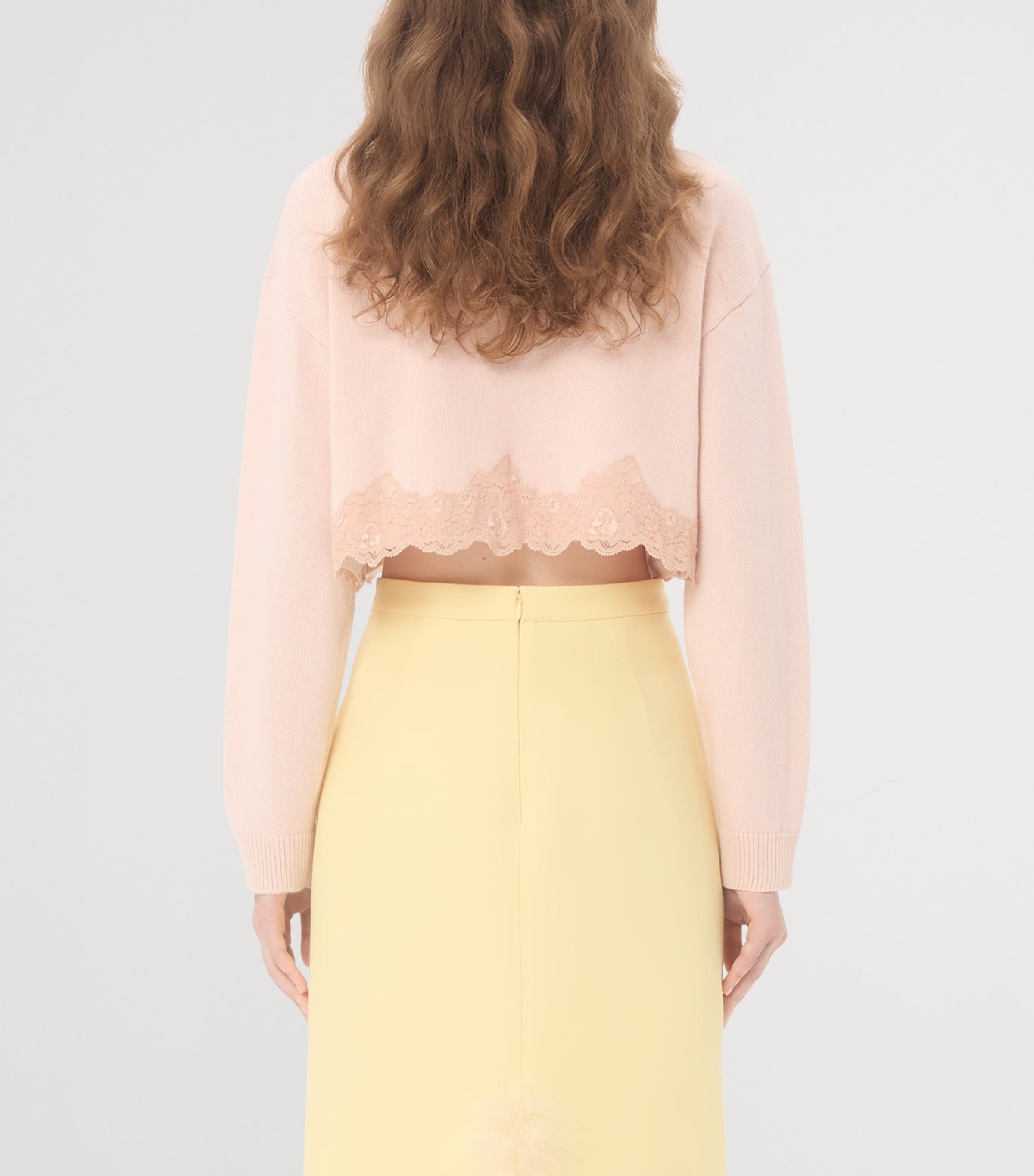 Virgin Wool Lace-Trim Cardigan C57 Image 4