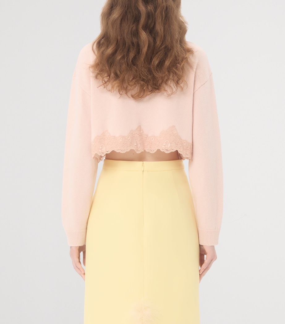 Virgin Wool Lace-Trim Cardigan C57 Image 4