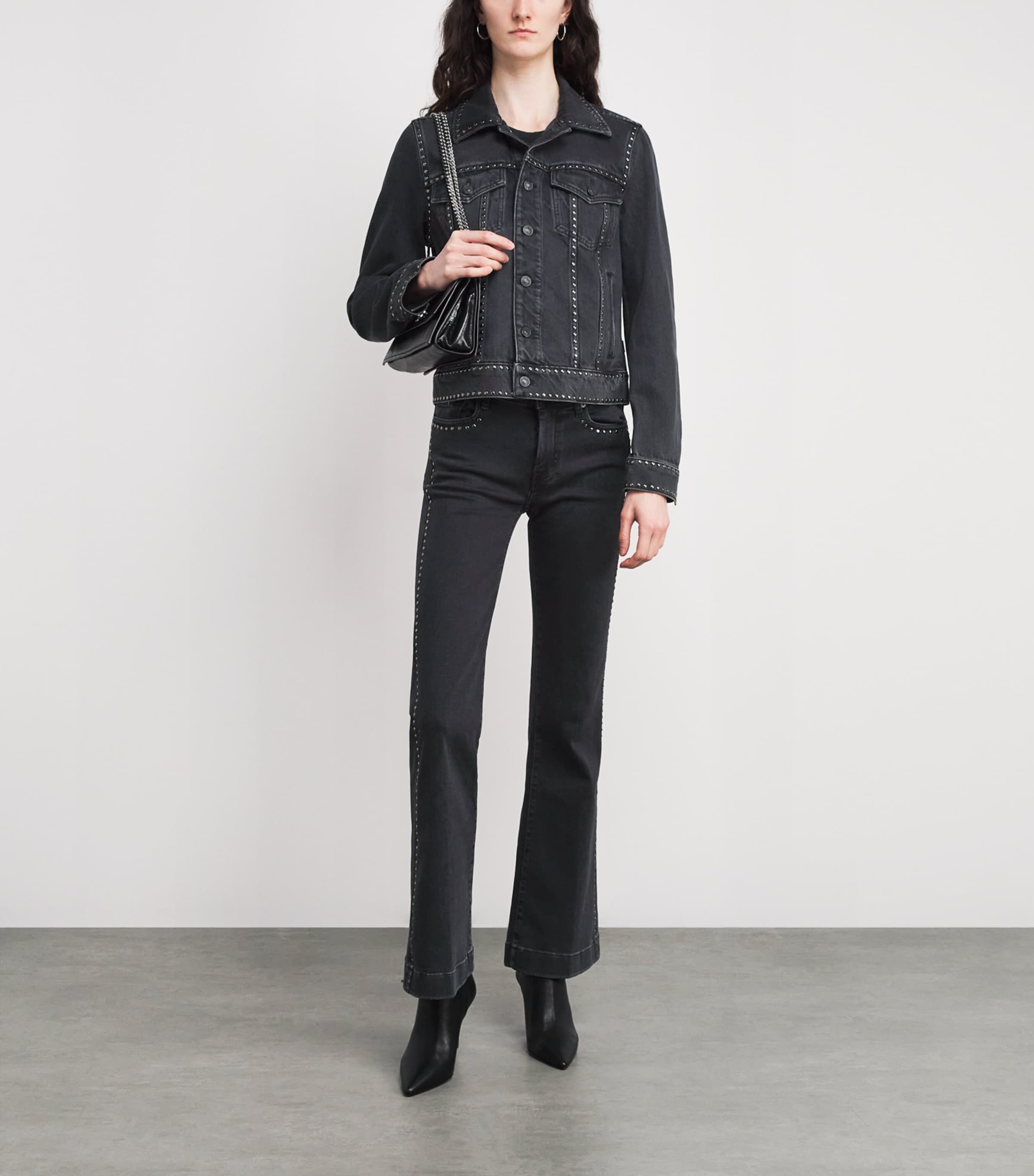 Studded Trucker Denim Jacket NIGHTSCAPE WITH Image 2