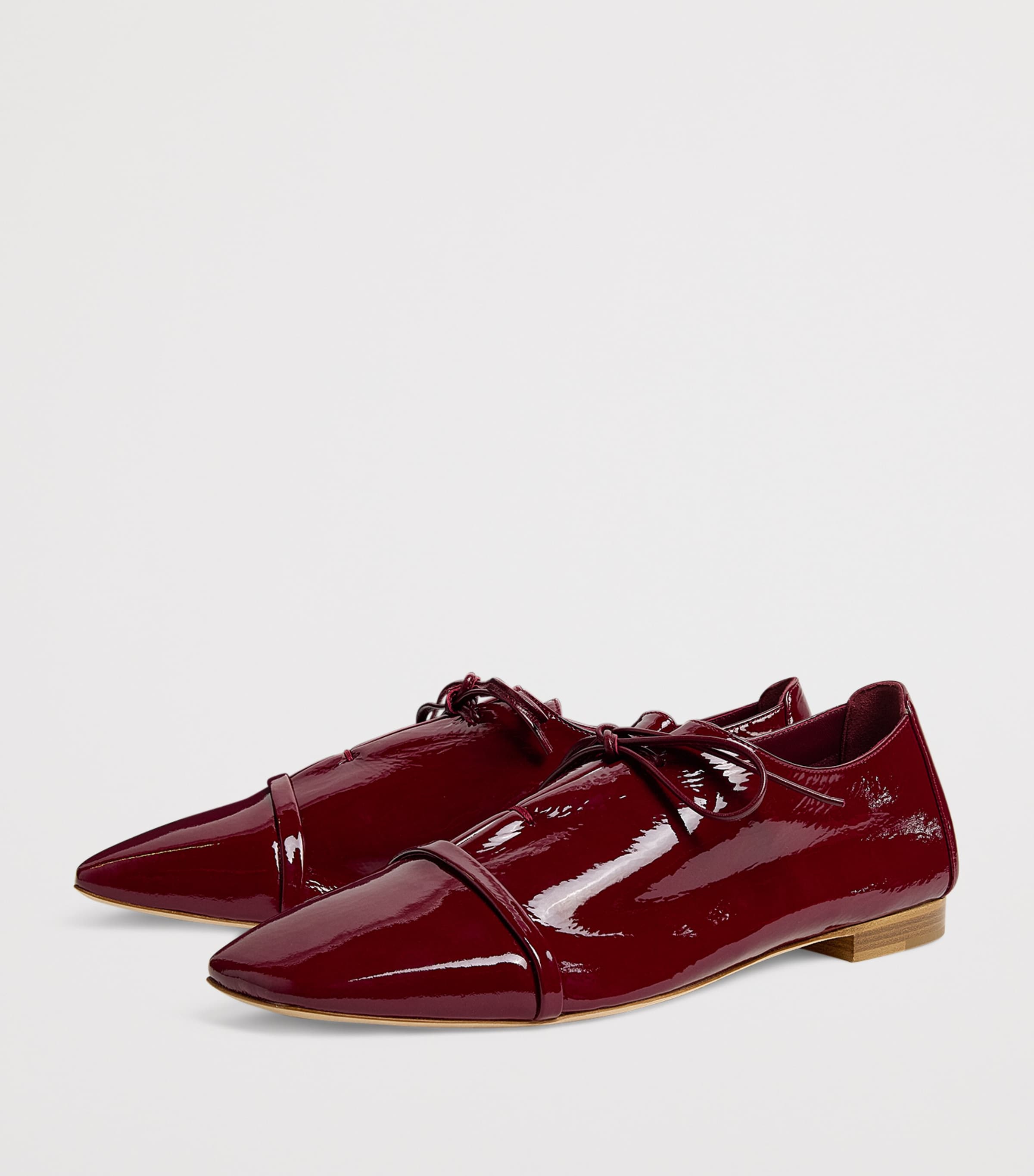 Patent Leather Jean Lace-Up Flats ROSEWOOD Image 3