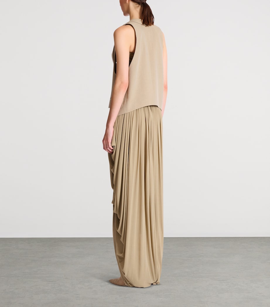 Balmain Womens Linen-Cotton Oversized Waistcoat Beige Foncé Image 3