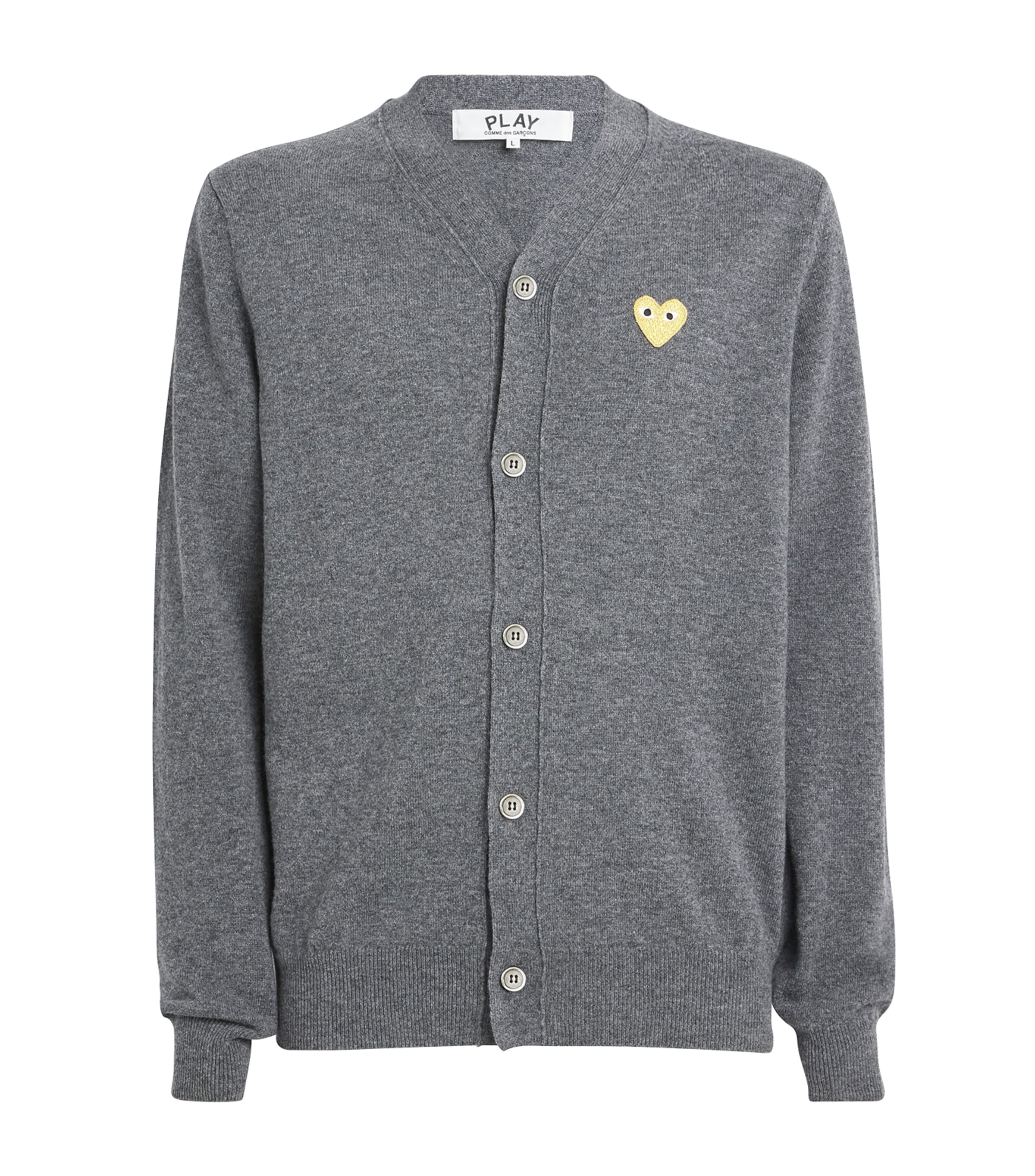 Comme Des Garçons Play Wool Heart Cardigan In Grey