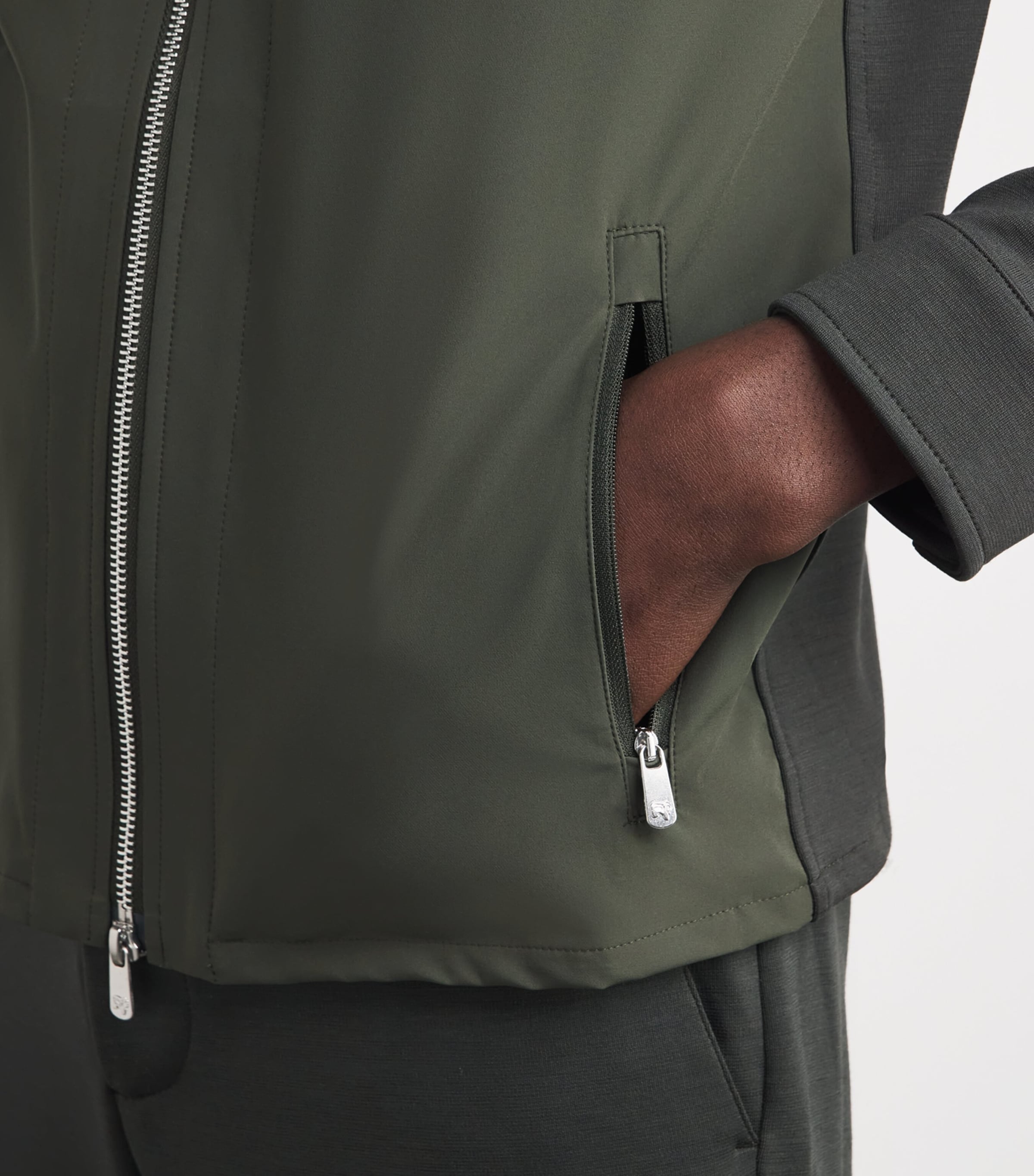 Marco Pescarolo Mens Hybrid Jersey Jacket Green Image 3