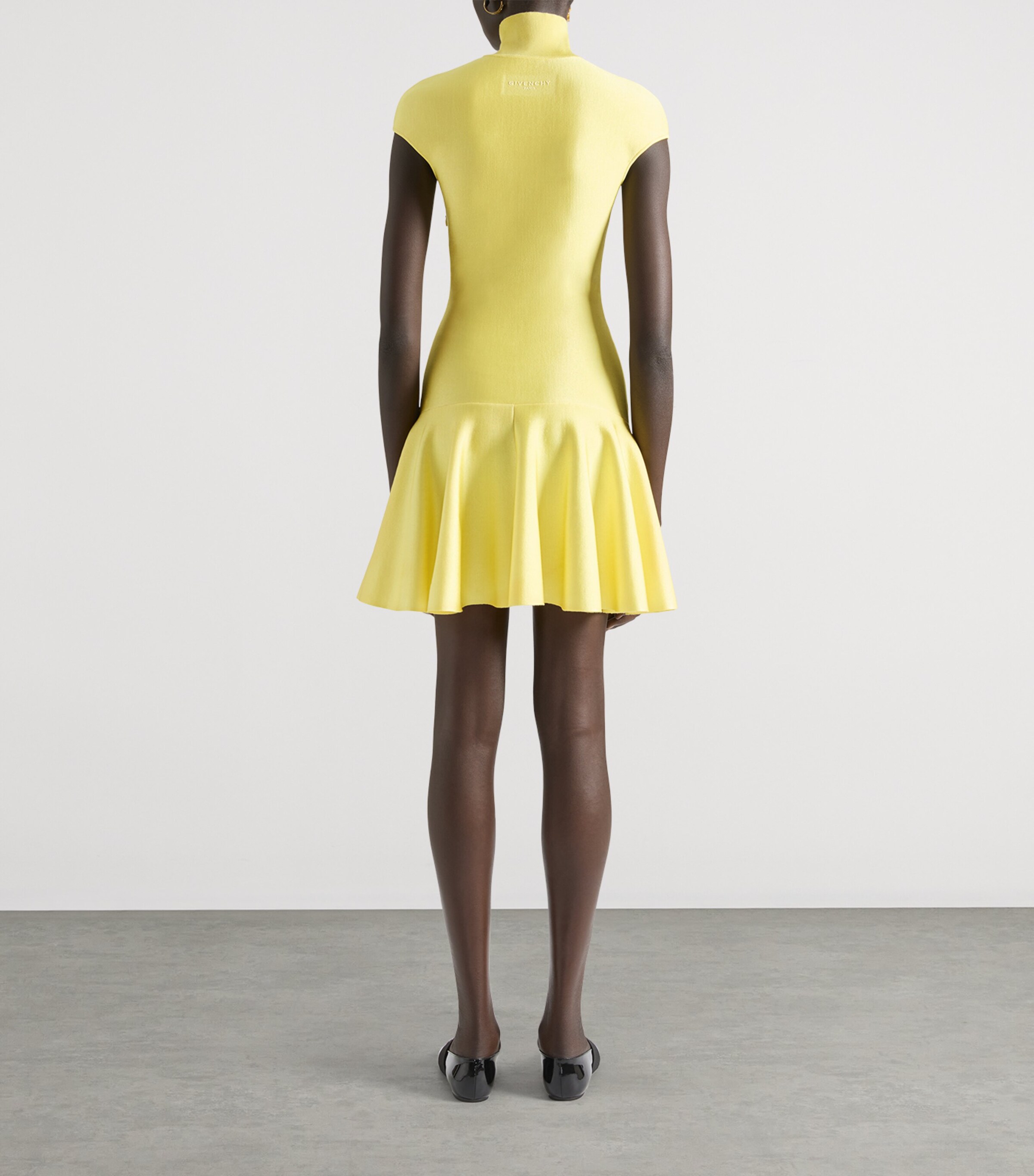 Givenchy Womens Knit Cap-Sleeve Mini Dress Acid Yellow Image 3