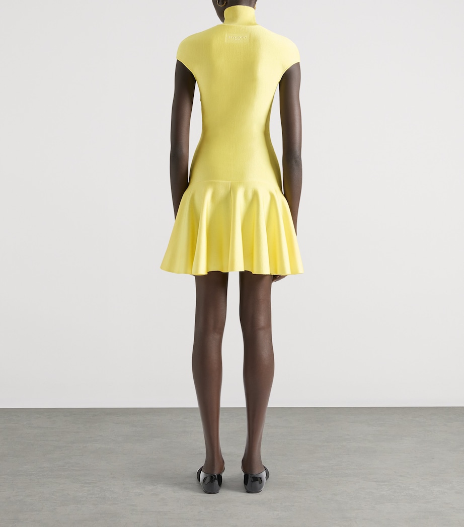 Givenchy Womens Knit Cap-Sleeve Mini Dress Acid Yellow Image 3