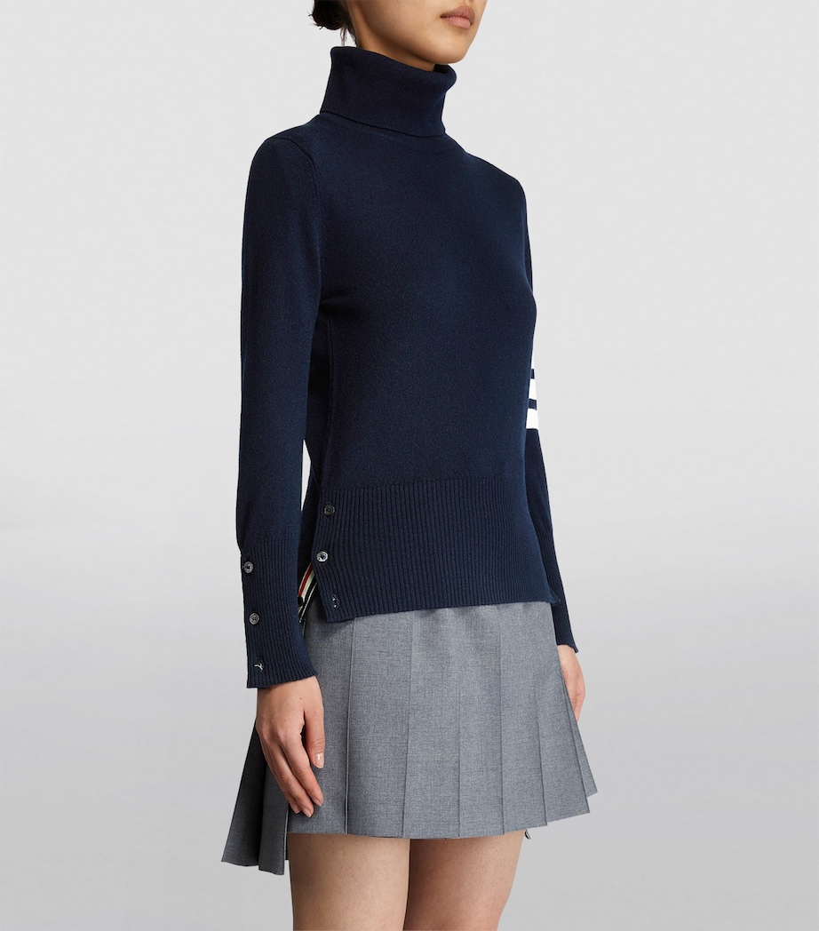 Cashmere 4-Bar Rollneck Sweater NAVY Image 3
