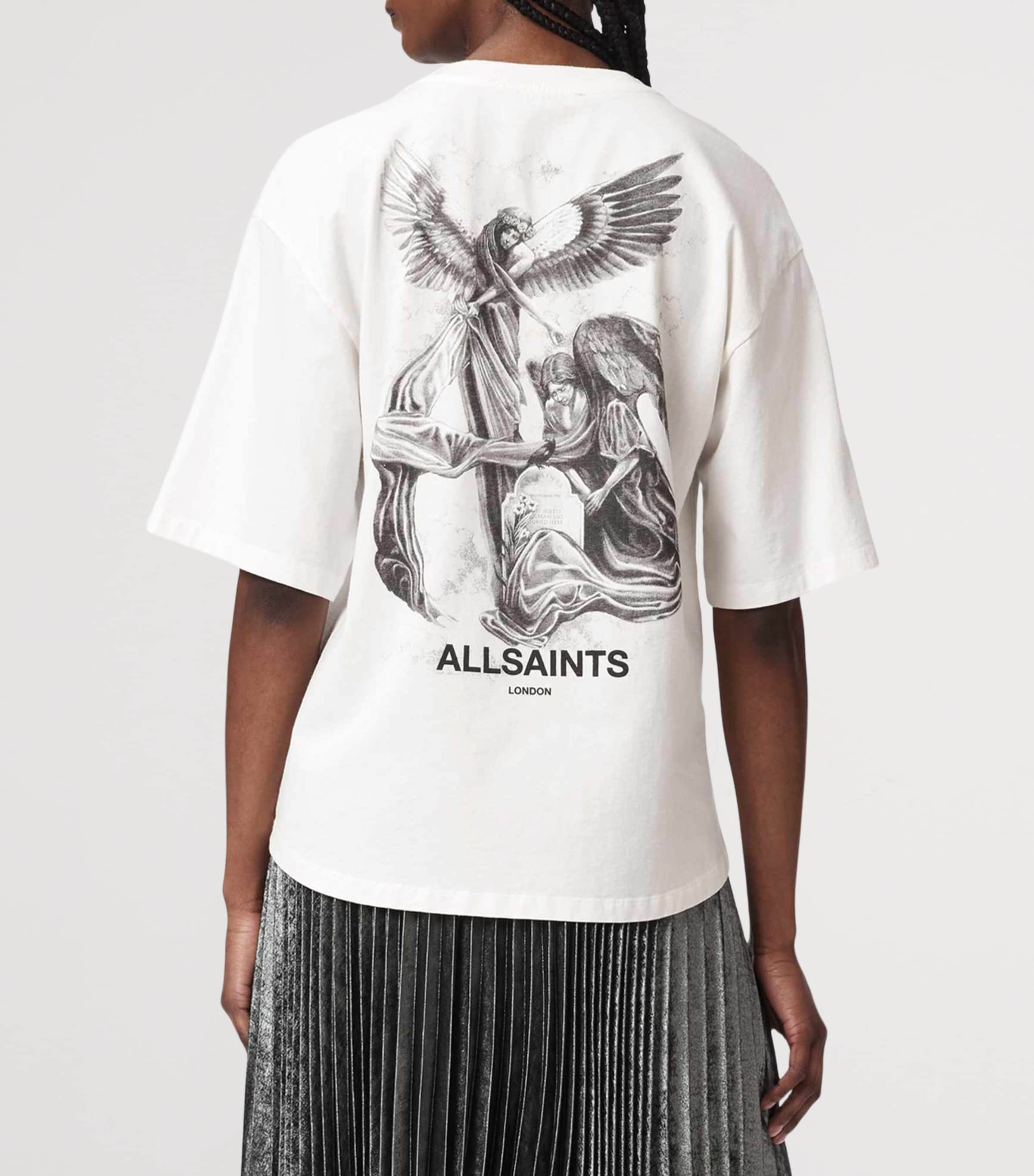 AllSaints Womens Organic Cotton Amelie T-Shirt Chalk White Image 4