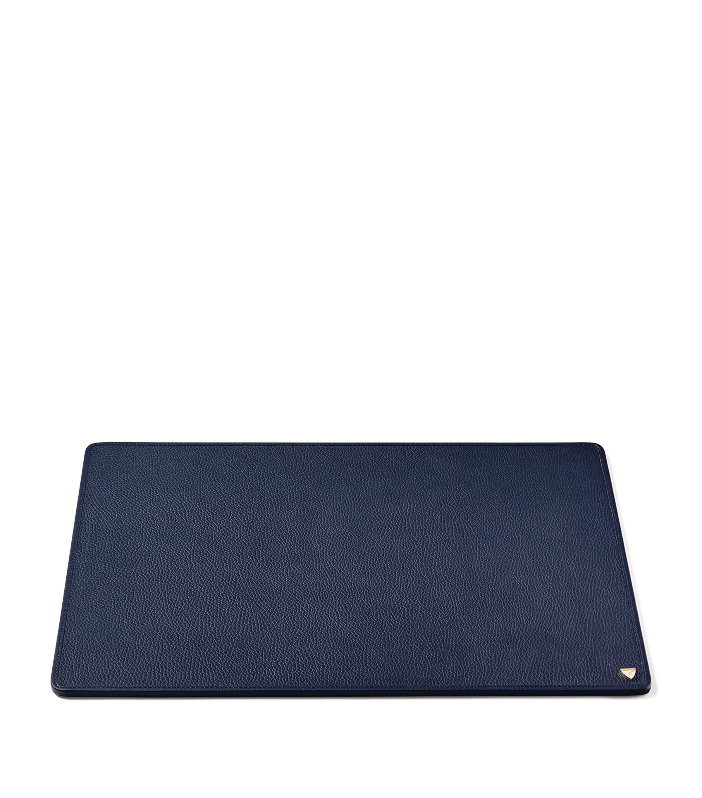 Aspinal Of London Leather Desk Blotter In Blue